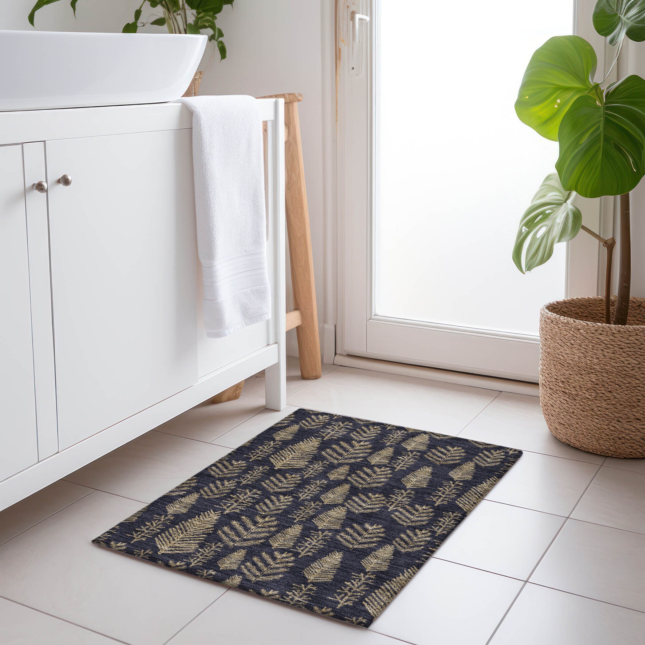 Addison Rugs ACN1813BK20X30 Chantille ACN1813BK 1 x 2 (ft) Loomed Polyester Black Rectangular Indoor/Outdoor Machine washable Area rug