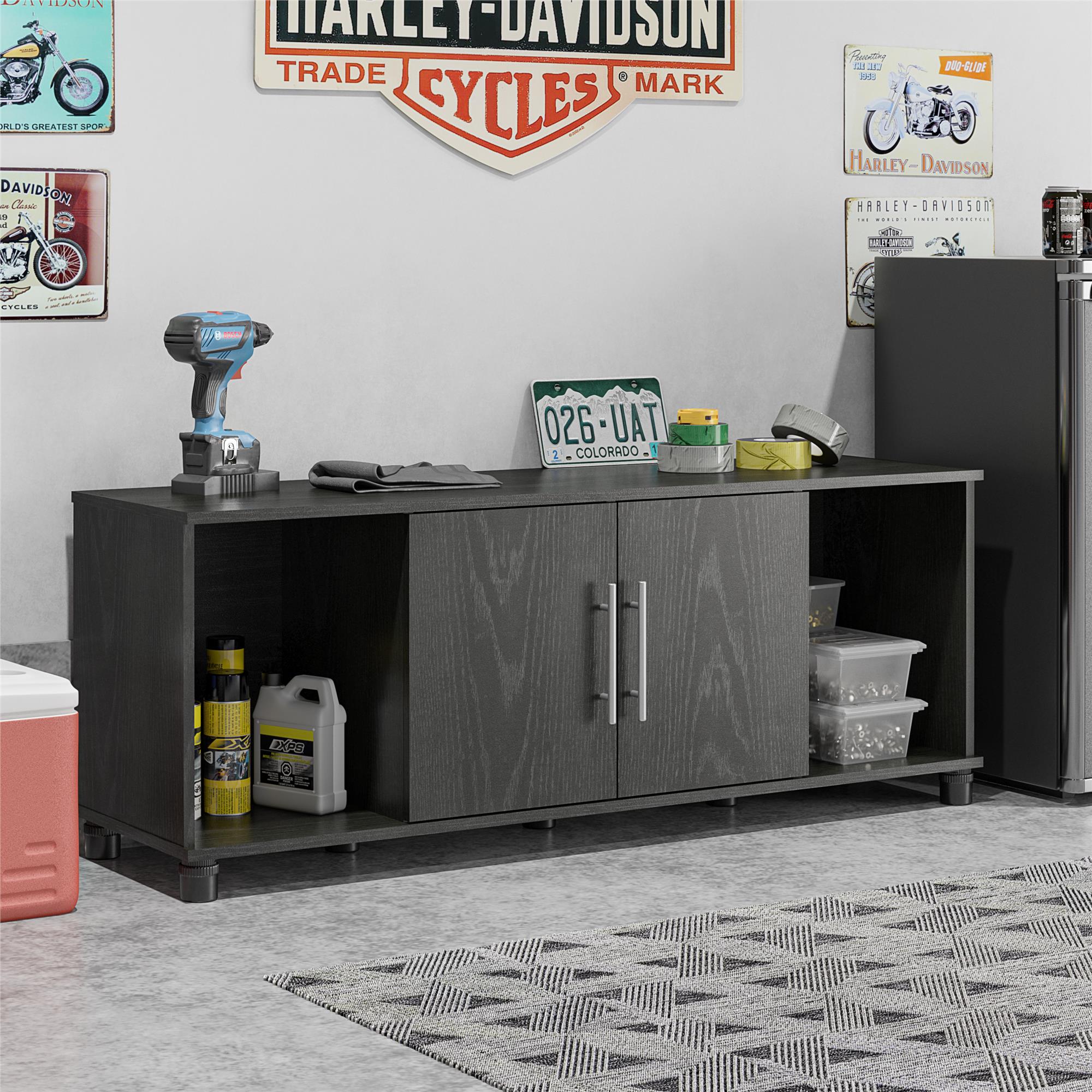 Camberly Black Oak Laminated Shoe Storage Bench with Adjustable Shelves