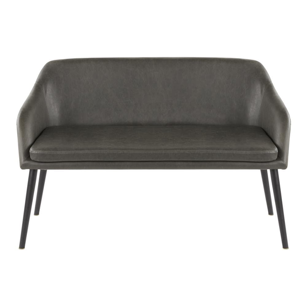LumiSource Shelton Modern Black Metal, Charcoal Pu Accent Bench 49.5-in ...