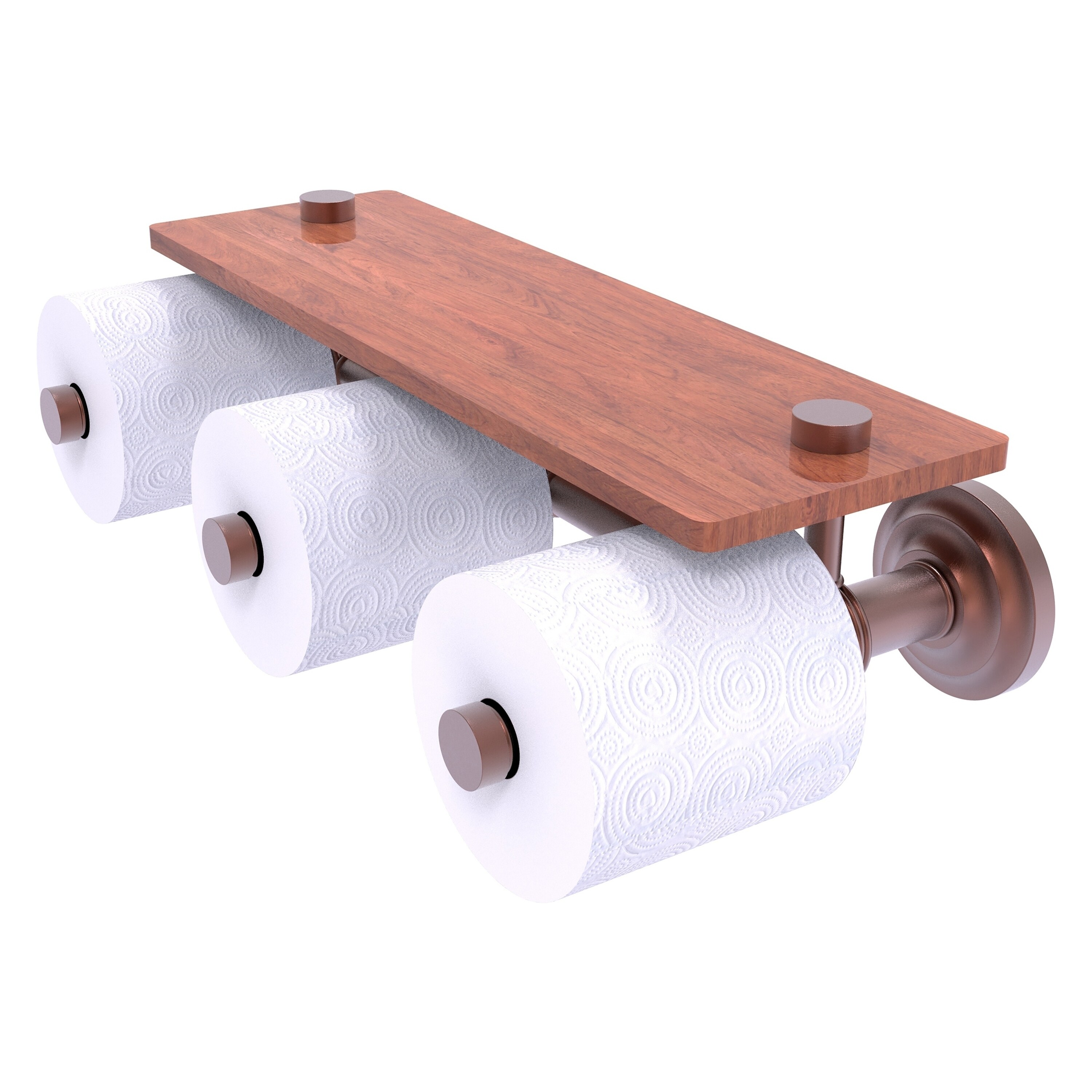 Allied Brass QN-35-3S-IRW-CA Que New Antique Copper Wall mount Double post Toilet Paper Holder 3 -Rolls with Storage