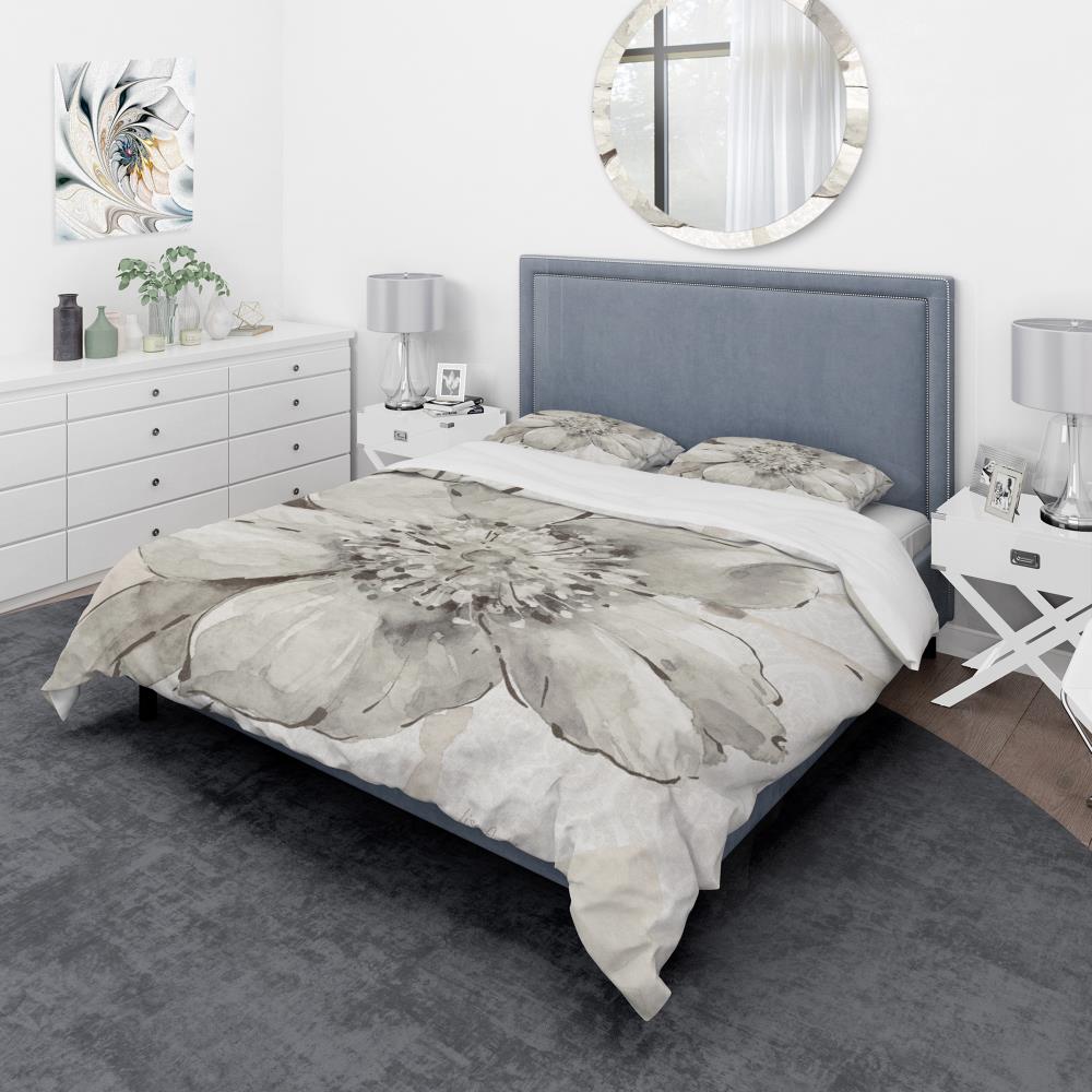 Designart BED30709-T 3 -Piece Gray Twin Duvet cover Set