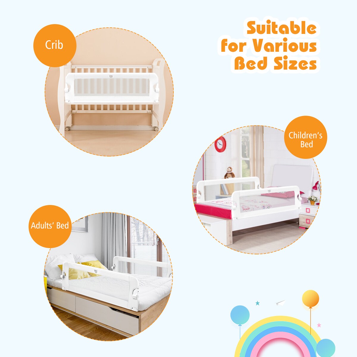 Goplus BB5524WH Bed-Rails - View #8