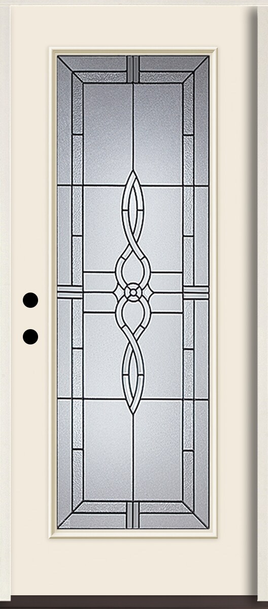 American Building Supply LO963519 Calista 36-in x 80-in x 4-5/8-in Fiberglass Full lite Right-hand inswing Bisque Paint Painted Prehung Front Door Insulating core