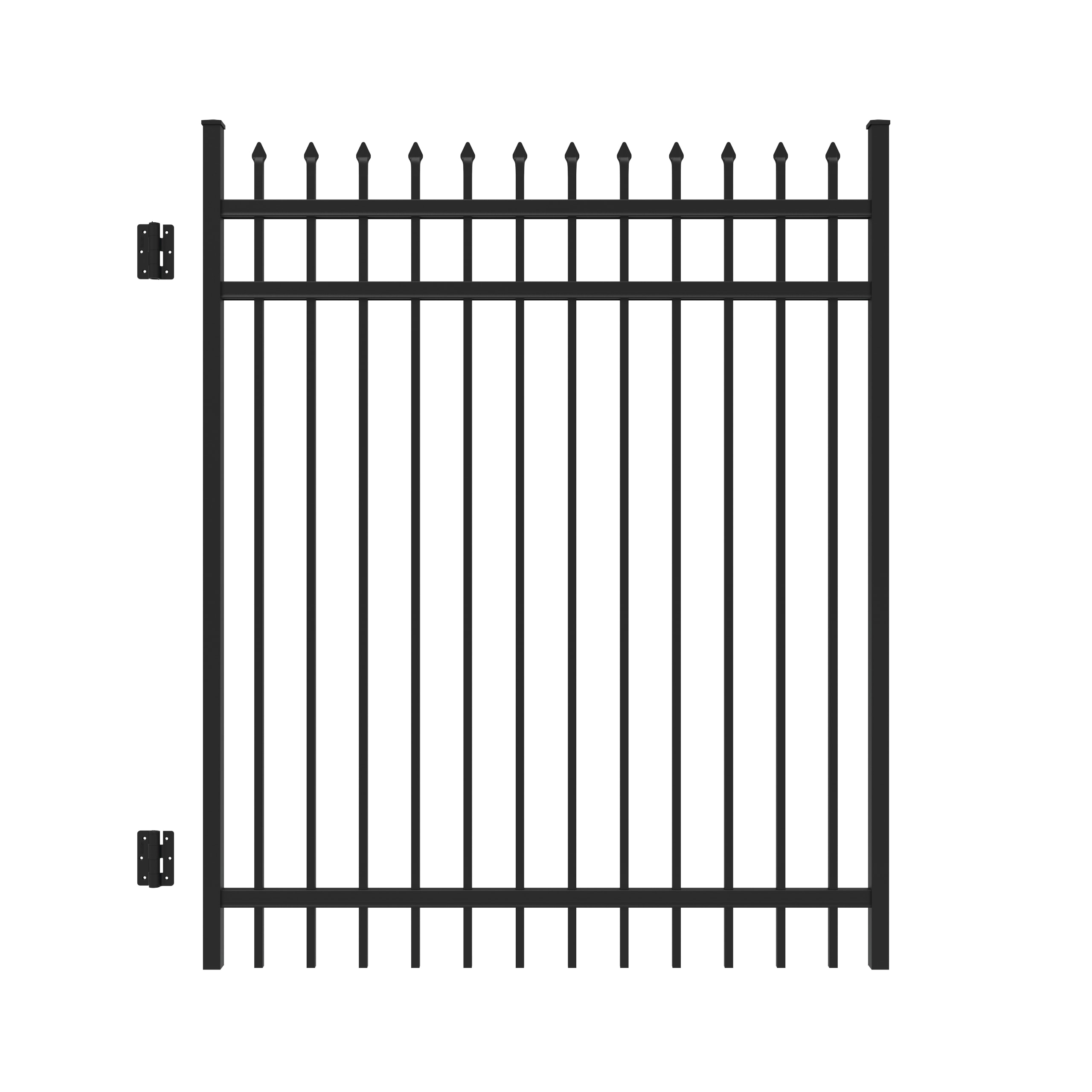 Freedom 73010259 Providence 6-ft H x 5-ft W Black Aluminum Decorative Walk-thru Spaced picket Fence gate