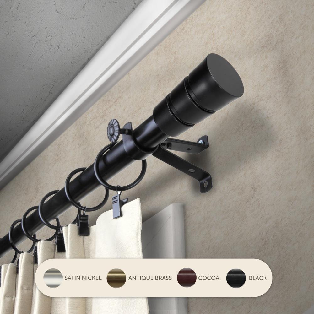 Hart & Harlow L4830-482 13/16-in Barnes 48-in to 84-in Black Steel Single curtain rod with Finials