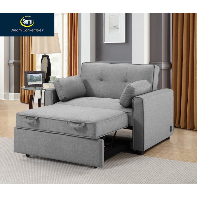 Serta Canterbury Grey Polyester Sofa, Twin Size Chair Bed