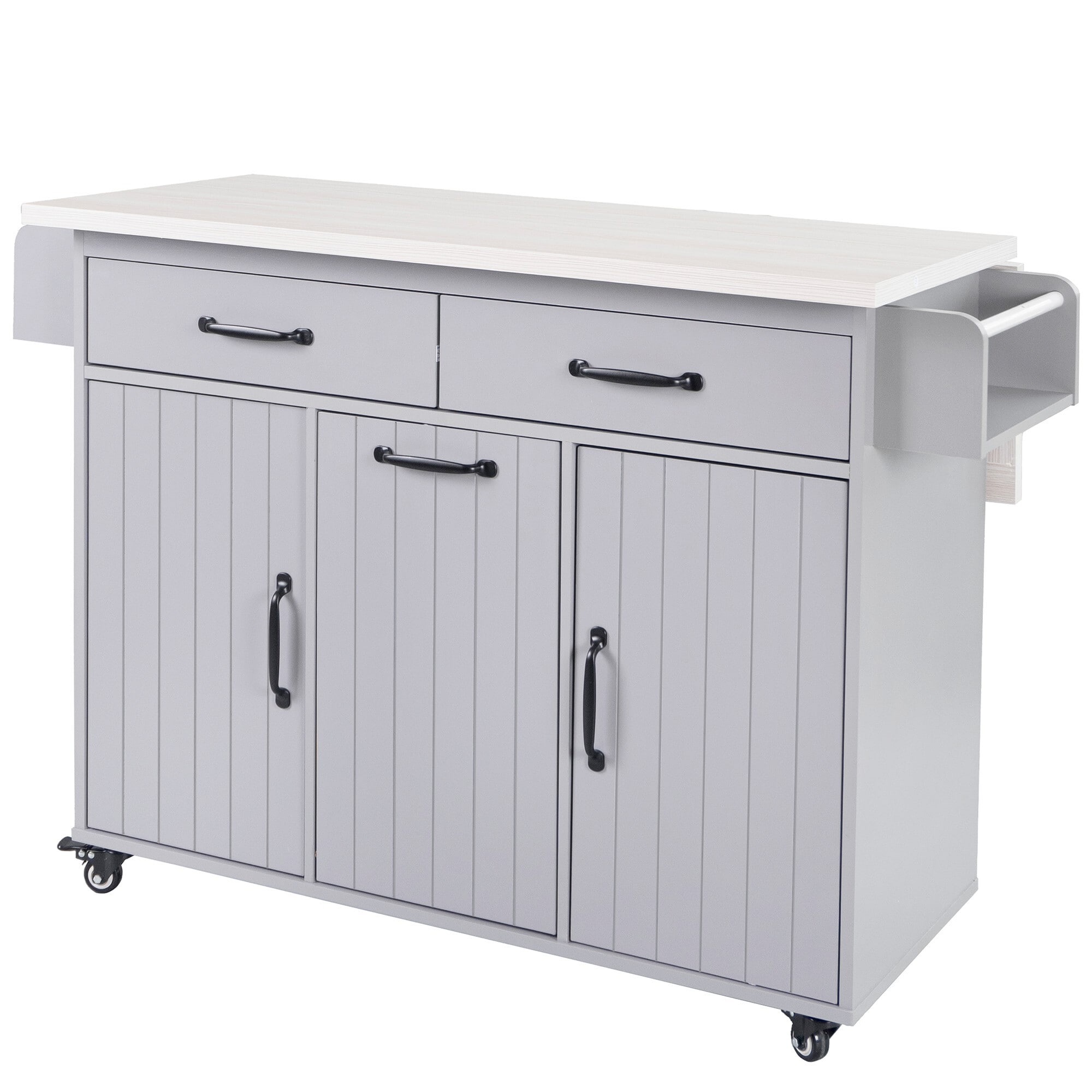 Miki Shinly KK-1AAG-60QI Gray Metal Base with Particleboard Laminate Top Rolling Kitchen Island ( 20.55-in x 51.06-in x 35.04-in )