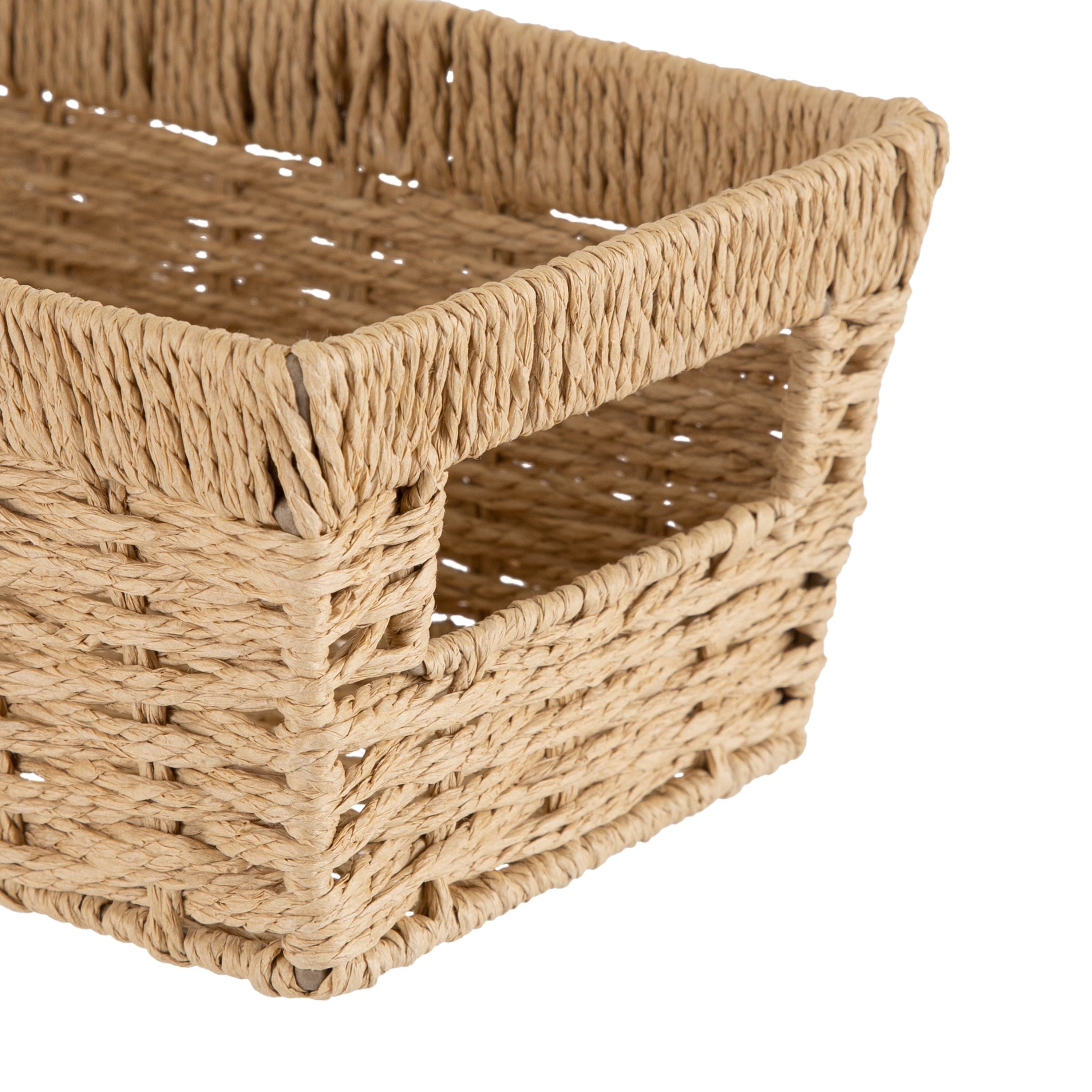 Natural Beige Paper Rope Rectangular Storage Basket