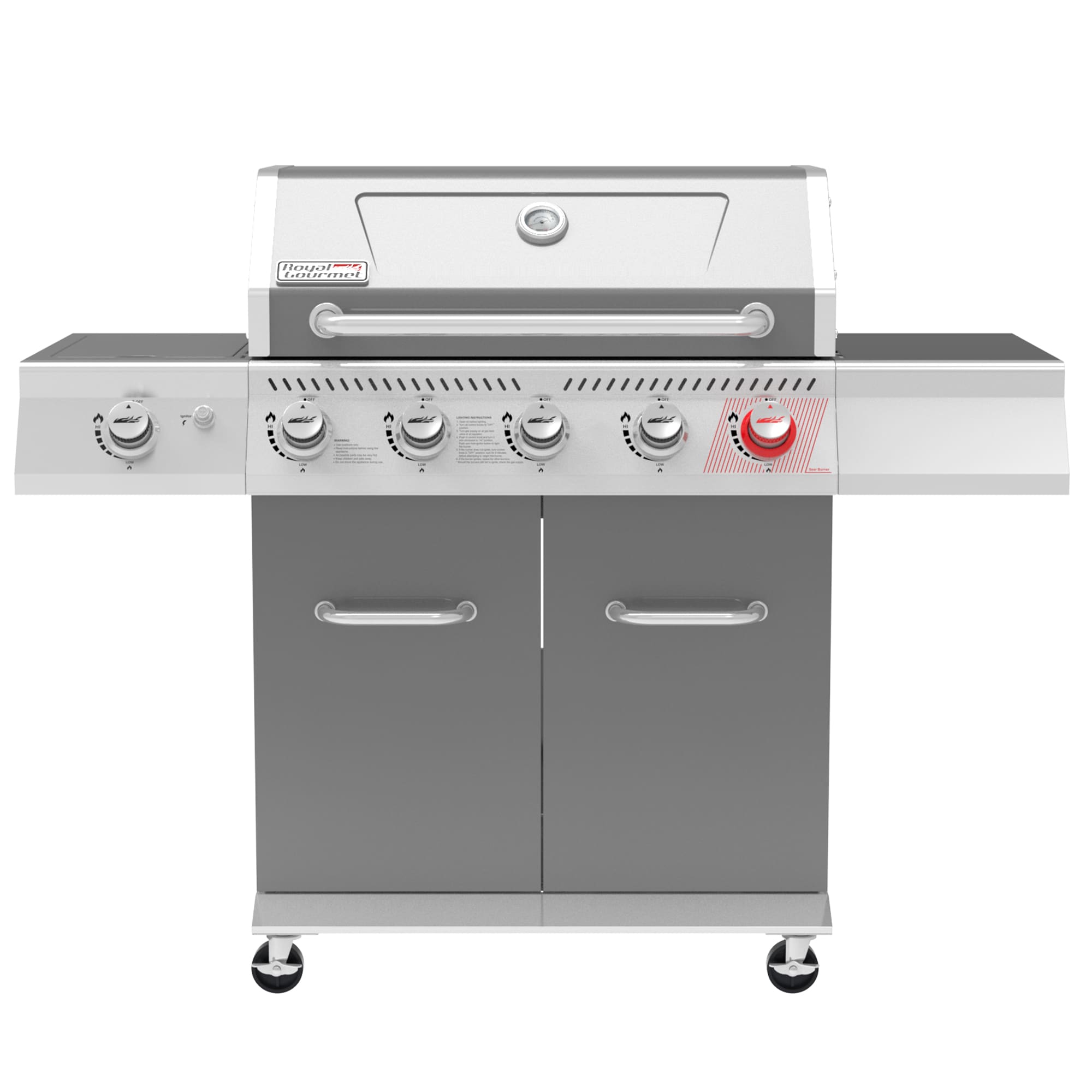 Royal Gourmet Cabinet Style Gray 5-Burner Liquid Propane Gas Grill with 1 Side Burner GA5404G Sansujyuku sansujyuku.com