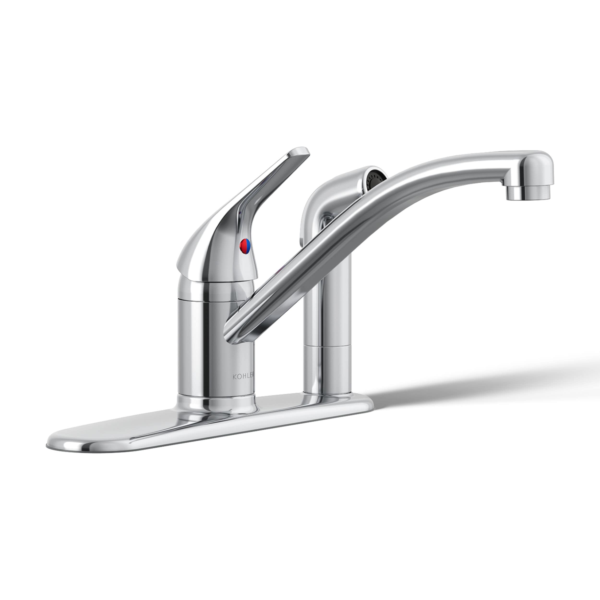 KOHLER Jolt 1.5 GPM Deck Mount Mid Arc Kitchen Faucet in Polished Chrome with Lever Handle (Side Spray Included)