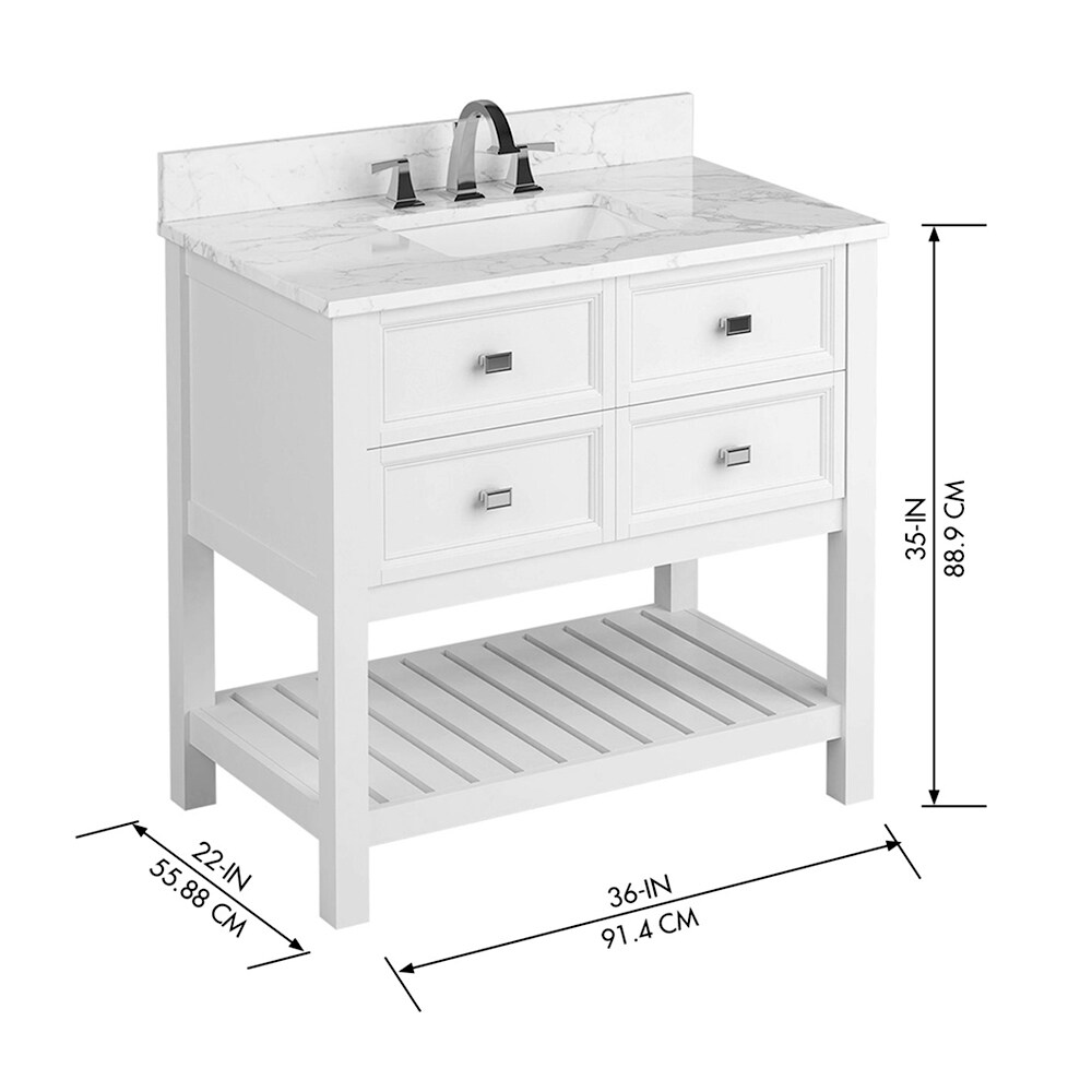 allen + roth Canterbury 36-in White Undermount Single Sink Bathroom ...