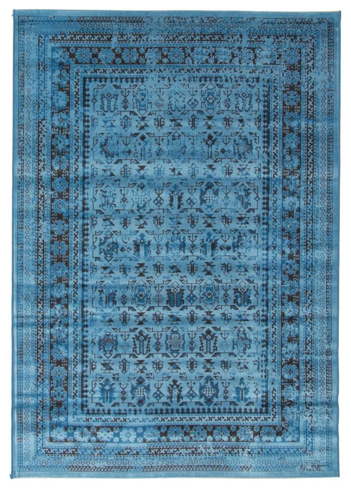 ECARPETGALLERY 351205 Wilby 4 x 6 (ft) Polypropylene Blue Rectangular Indoor Distressed/Overdyed Vintage Area rug