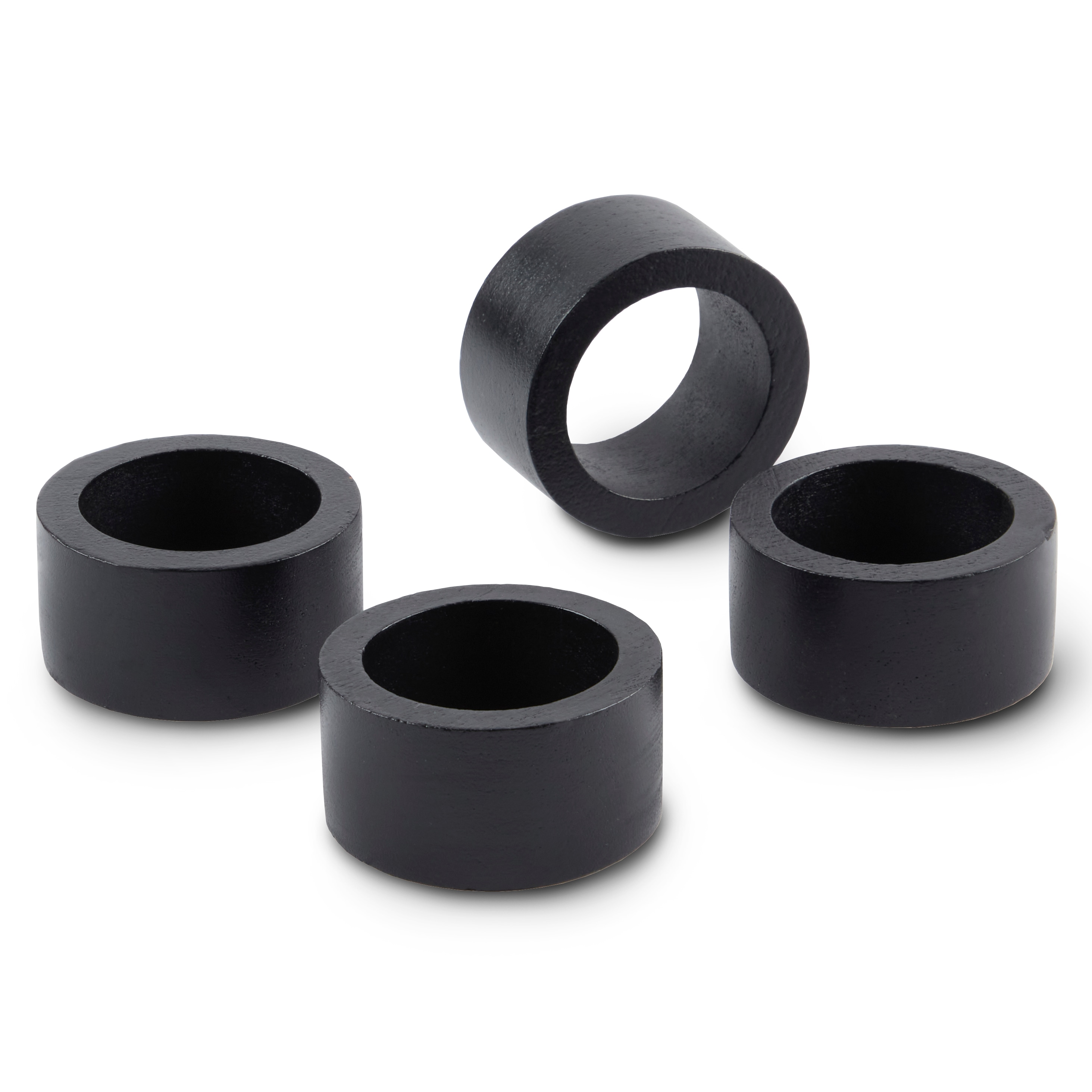 allen + roth N-BLRND-450 4 -Pack Black Wood Round Napkin ring(s)
