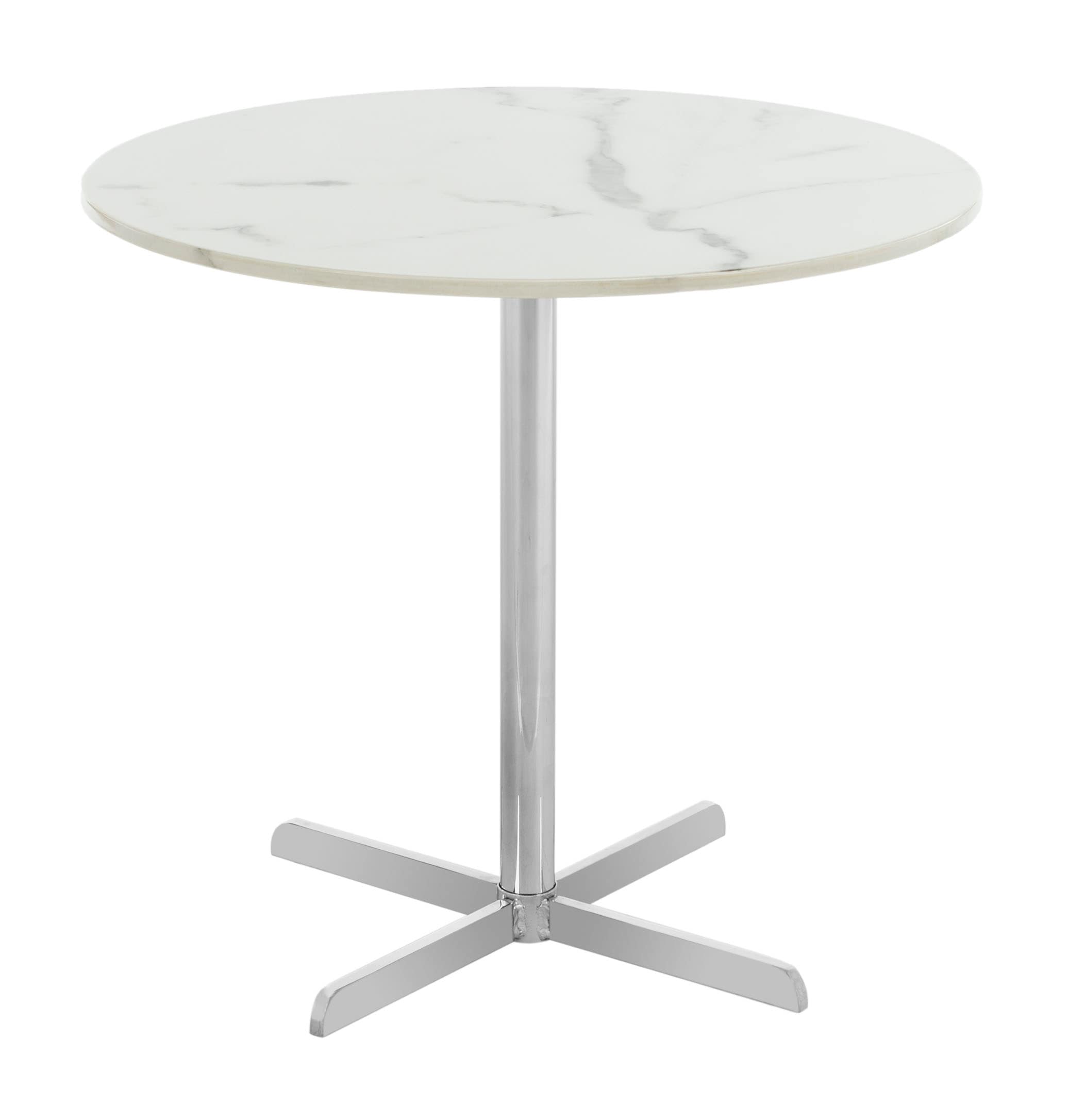 Safavieh ACC6200B Winnie 19.6-in W x 17.8-in H White Marble/Chrome Wood Round Modern End Table Assembly Required