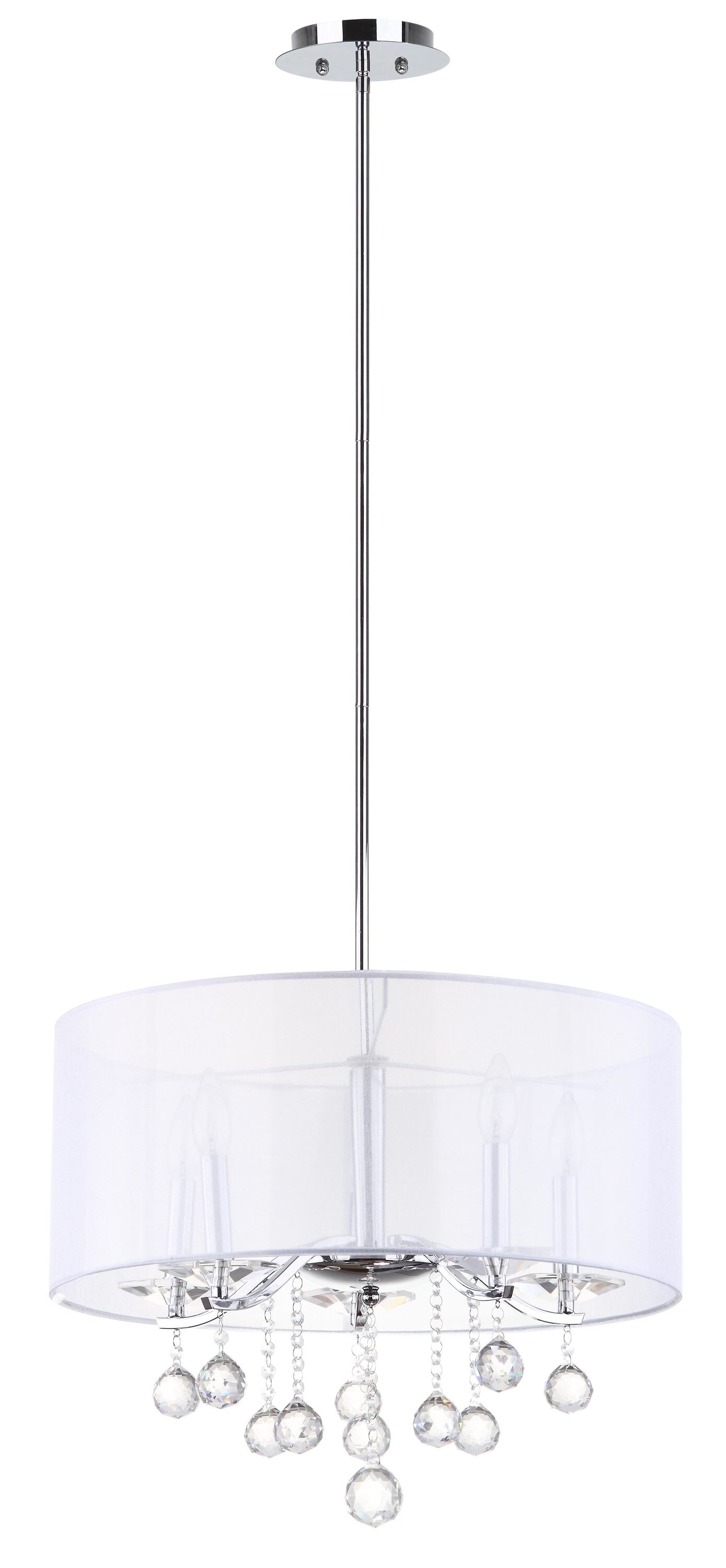 Safavieh LIT4239A Etude 5 -Light Chrome Modern/contemporary Cylinder Medium Hanging Pendant light