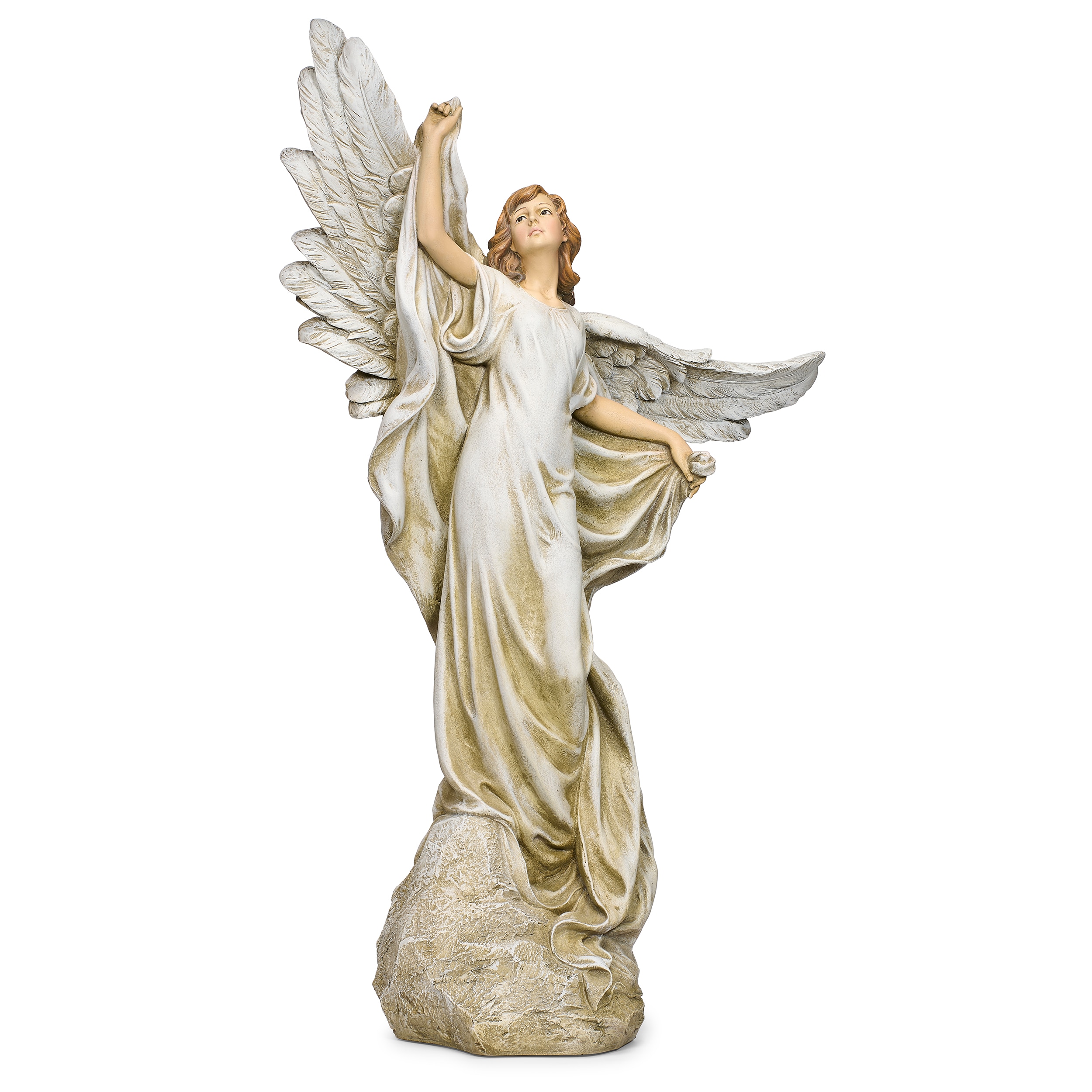 Roman 602046 42-Inches H x 13.5-Inches W Gray Angels and cherubs Garden Statue