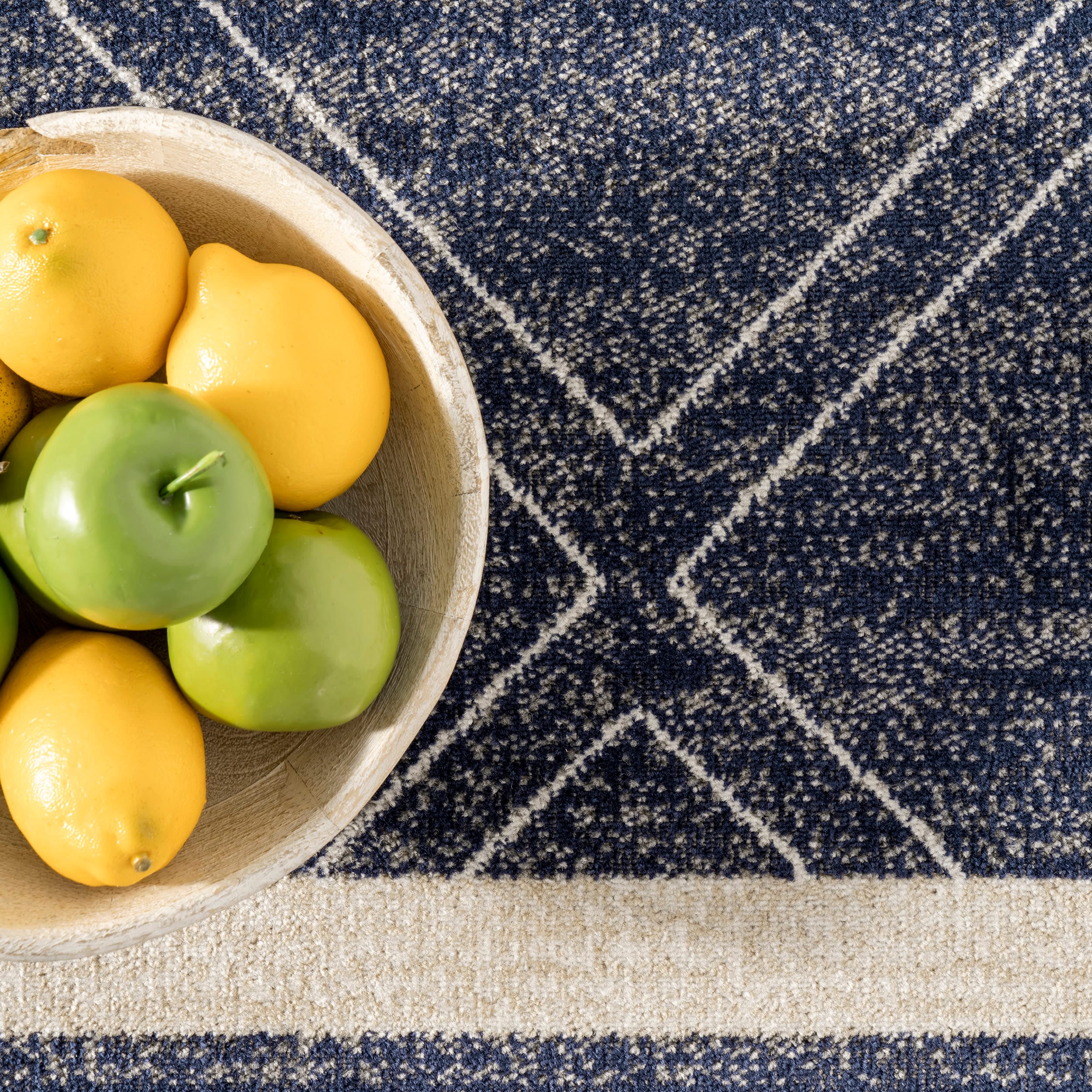 Blue Reversible Synthetic Rectangular Indoor/Outdoor Rug