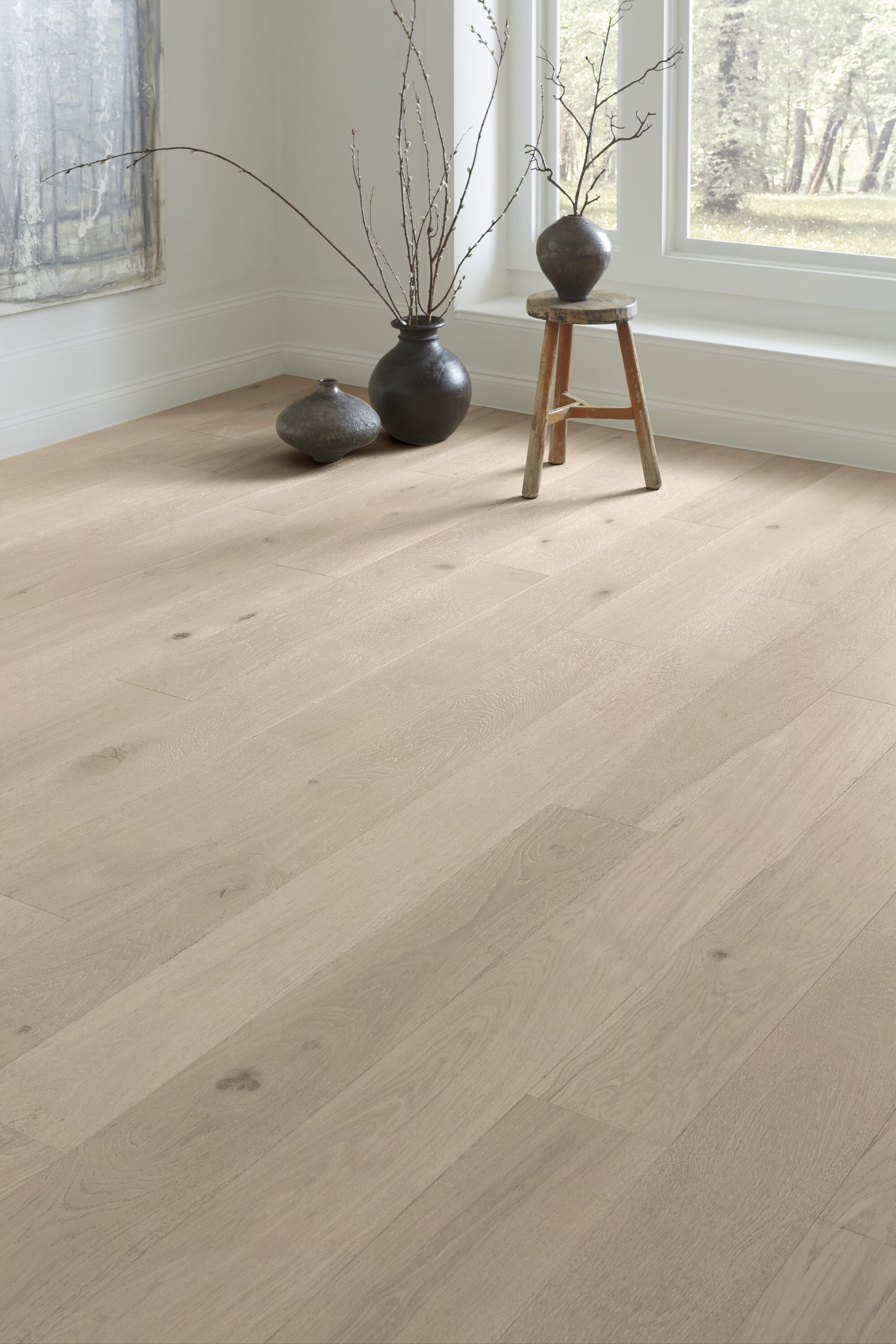 Element Flooring Irving Park Dewdrop European White Oak 8-33/50-in W x 9/16-in T x Varying Length Wirebrushed Water Resistant Engineered Hardwood Flooring (31.25-sq ft / Carton)