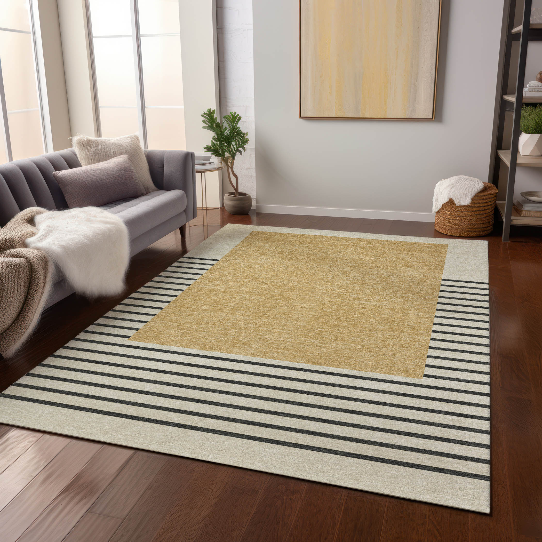 Addison Rugs ACN995GO8X10 Chantille ACN995GO 8 x 10 (ft) Polyester Gold Rectangular Indoor/Outdoor Geometric Area rug