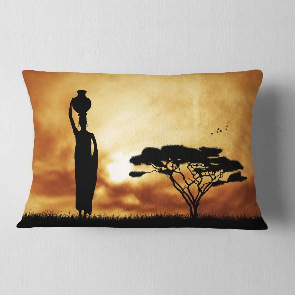 Designart CU12979-12-20 12-in x 20-in Black Rectangular Indoor Decorative Pillow