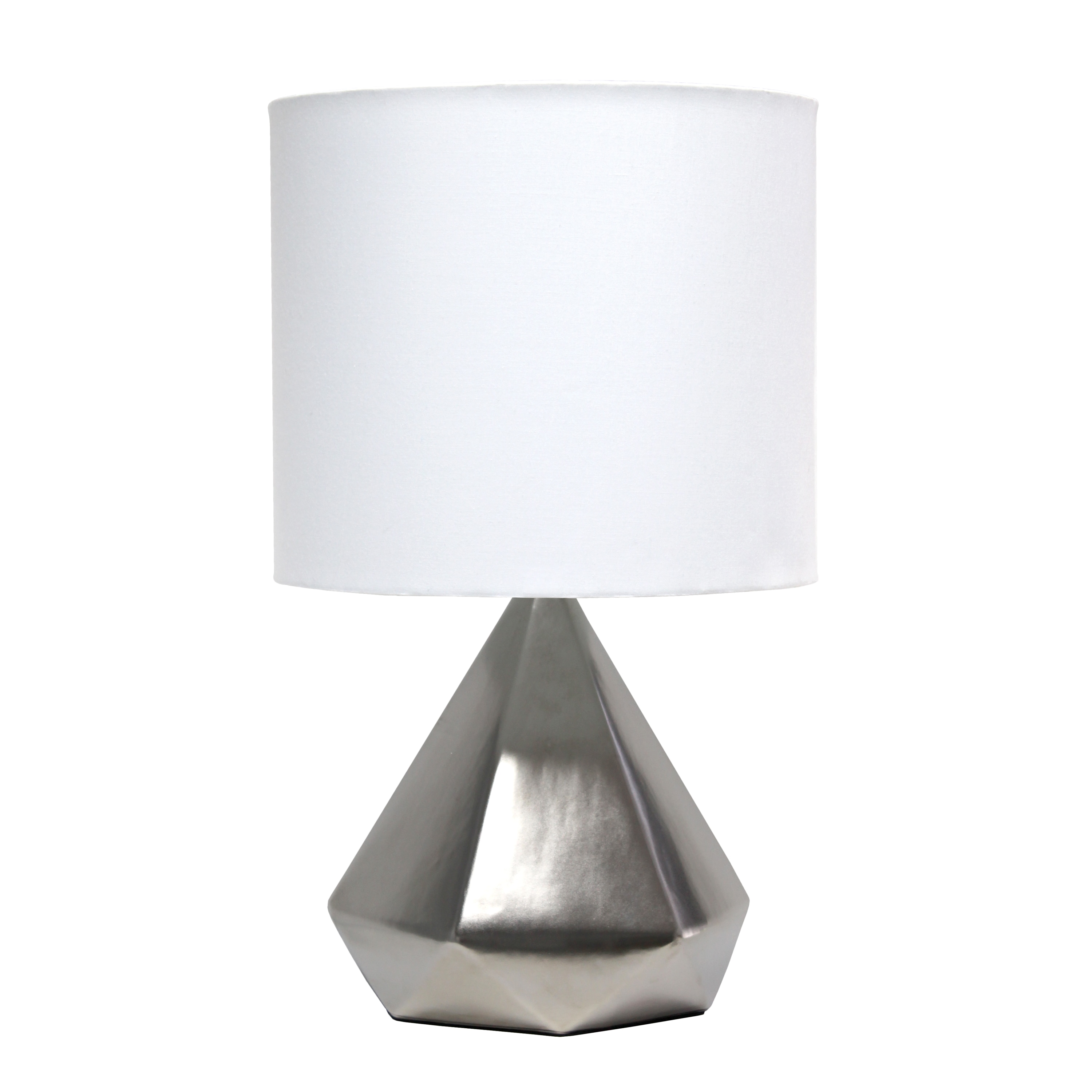 Simple Designs LT2079-SLV 19.88-in Silver LED Table Lamp with Fabric Shade