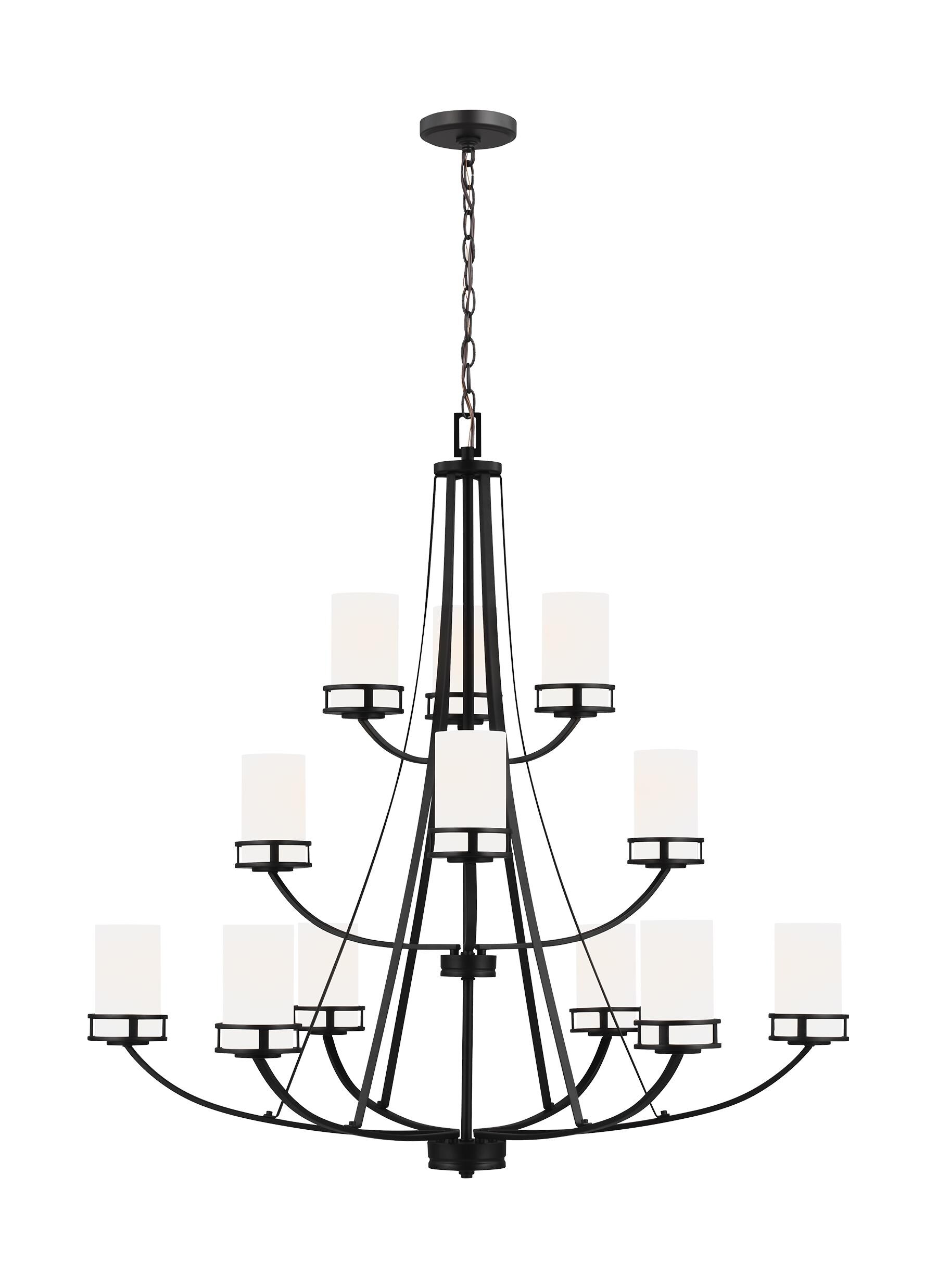 Generation Lighting 3121612-112 Robie 12 -Light Black Craftsman For Use in Dining Rooms, Foyers, Kitchens, Chandelier