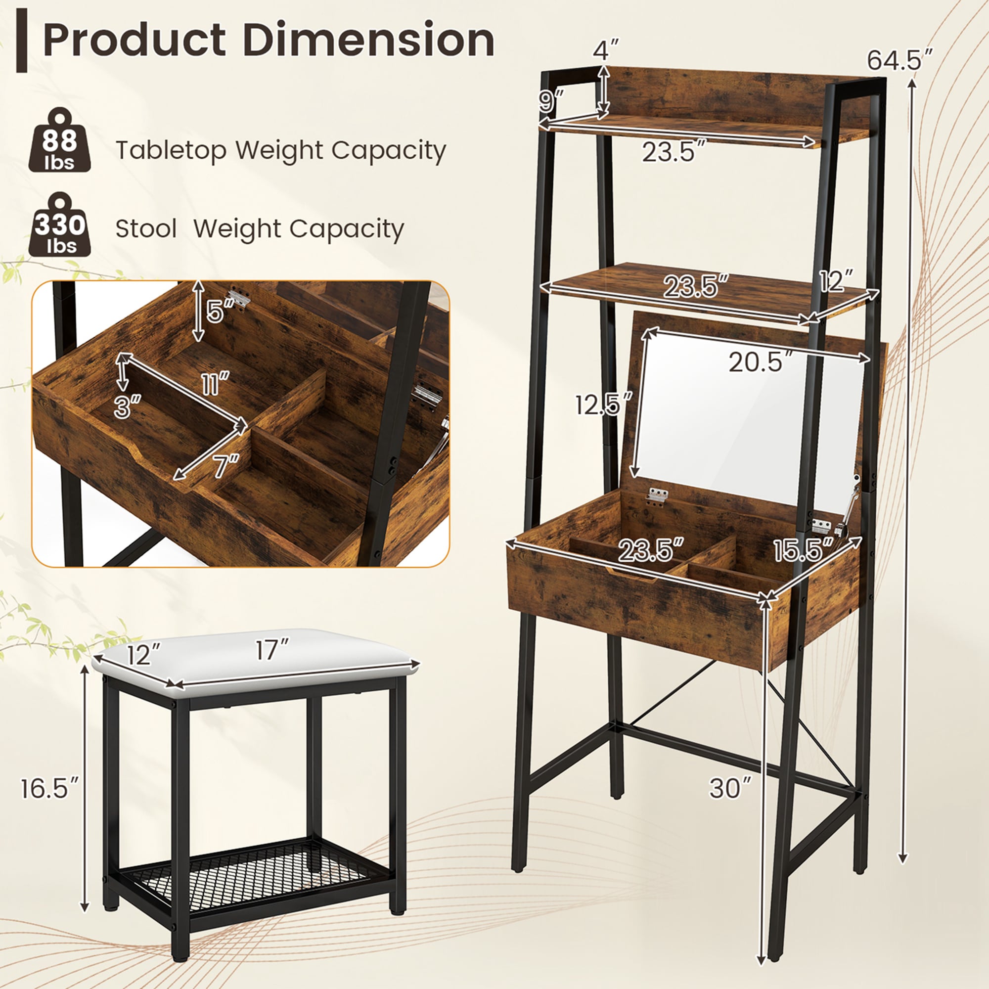 Costway CLS00040 Bedroom-Vanities - View #2