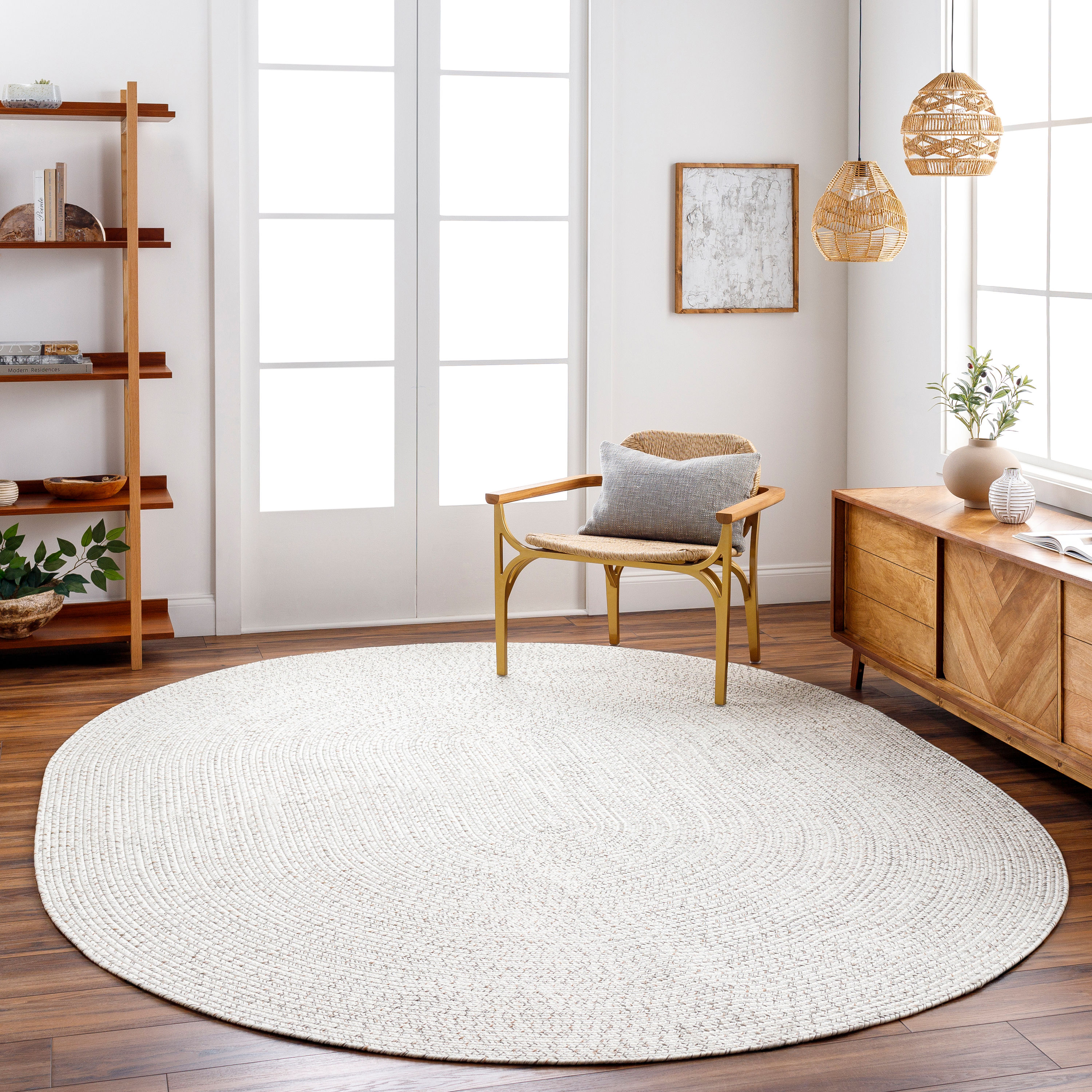 allen + roth Providence Braided 8 X 10 (ft) Ivory Oval Indoor/Outdoor Solid  Area Rug in the Rugs department at