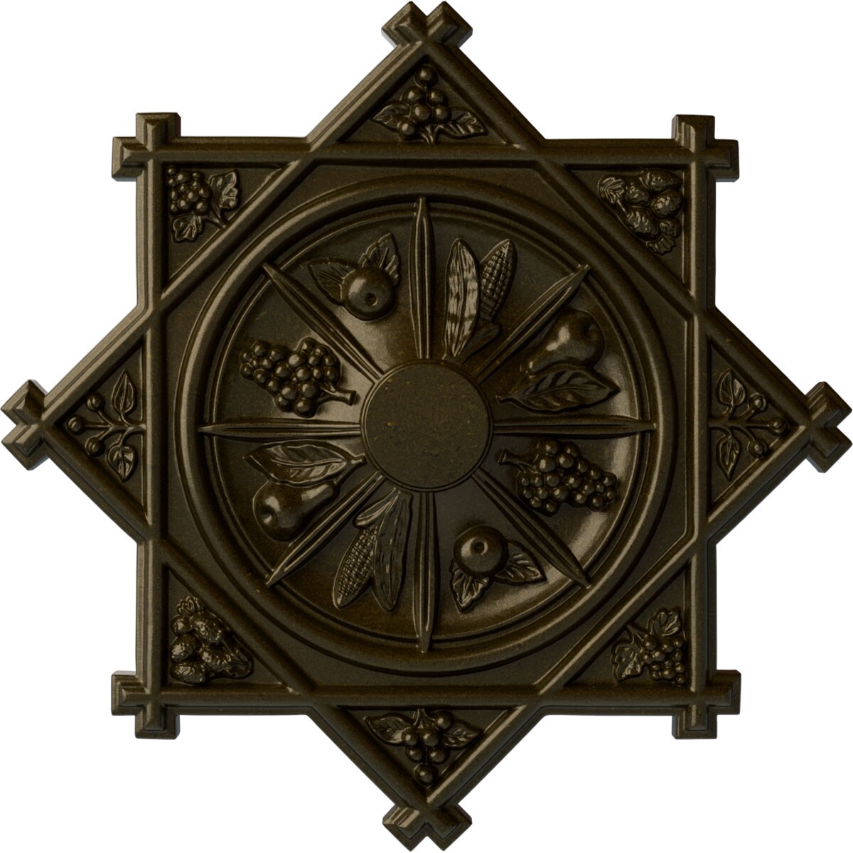 Ekena Millwork CM38ANGGS Antilles 38.25-in W x 38.25-in L Painted Green Gold Polyurethane Whole Ceiling Medallion