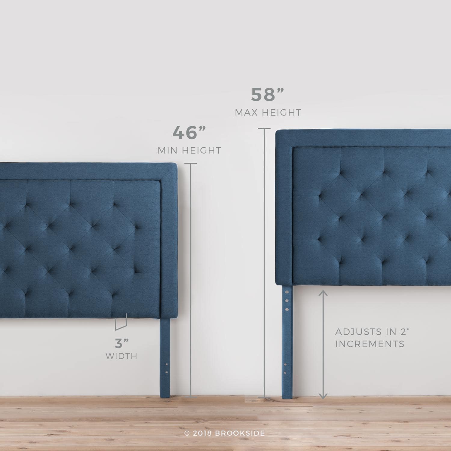 Brookside Diamond Tufted Navy Full Upholstered Headboard In The ...