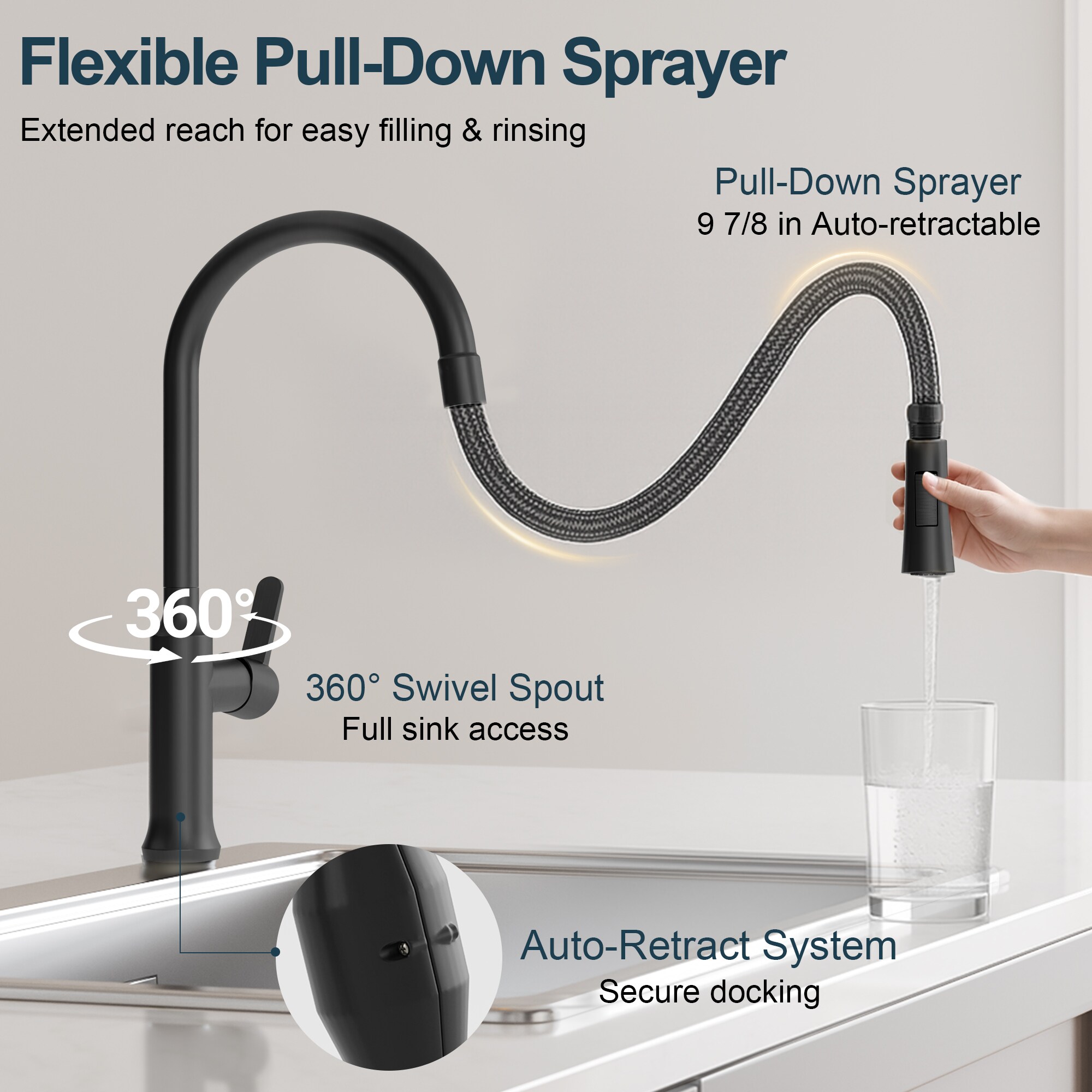 GRANDJOY GJ11-KF74-MB Kitchen-Faucets - View #4