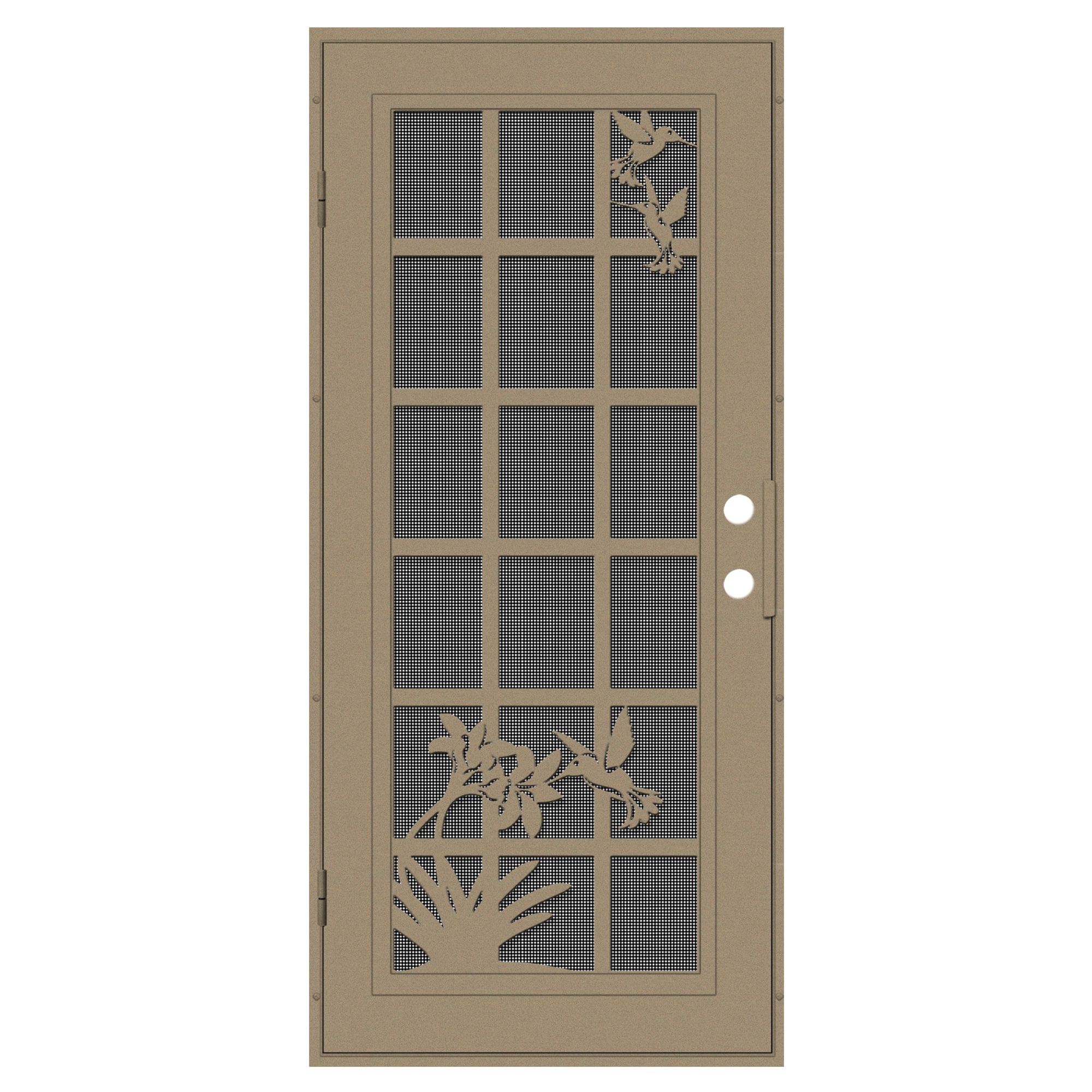 TITAN Premium Aluminum Security Door 30-in x 80-in Desert Sand Aluminum Surface Mount Right-Hand Outswing Security Door with Black Screen in Brown -  3S2034CL2DT00A