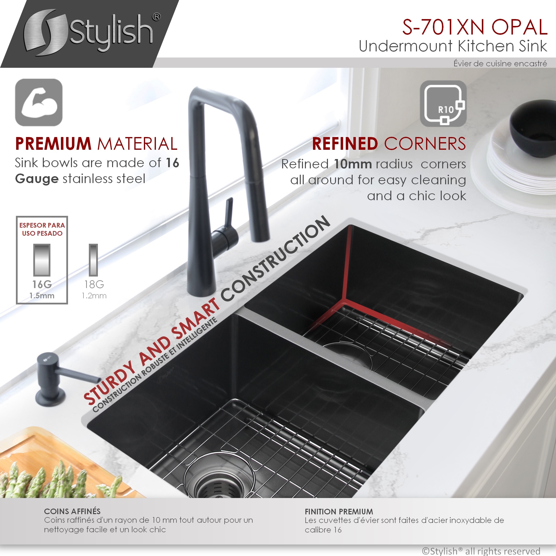 Stylish S-701XN1 Kitchen-Sinks - View #6