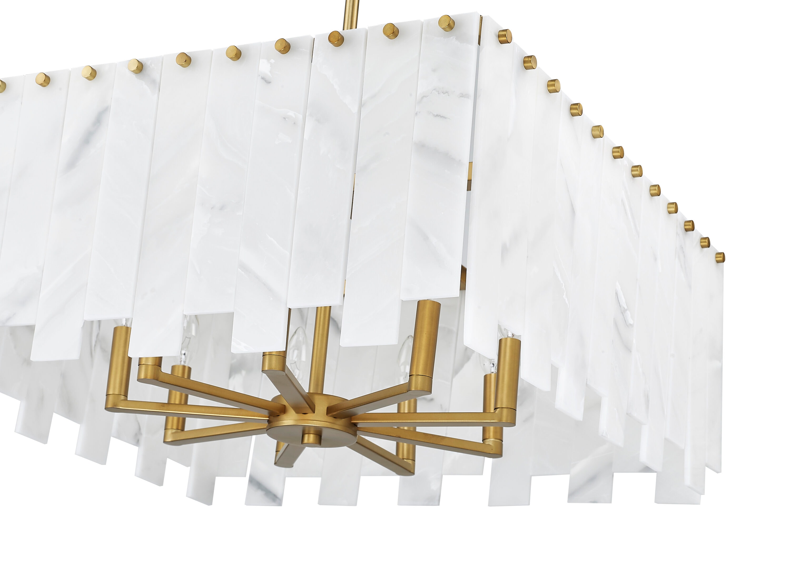 Viviana Art Deco Inspired 8-Light Rubbed Brass & Glass Pendant