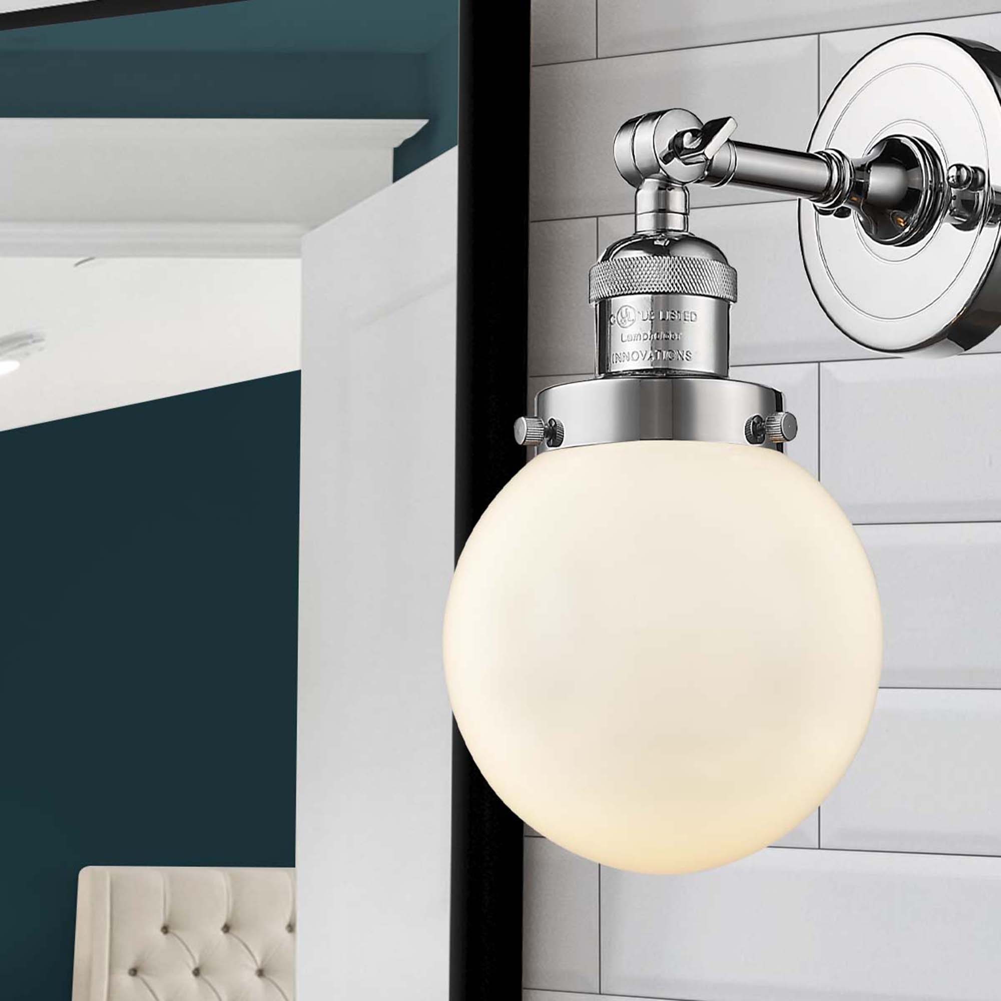 Innovations Lighting 203-PC-G201-6 Beacon 6-in W 1 -Light Polished Chrome Industrial Wall Sconce