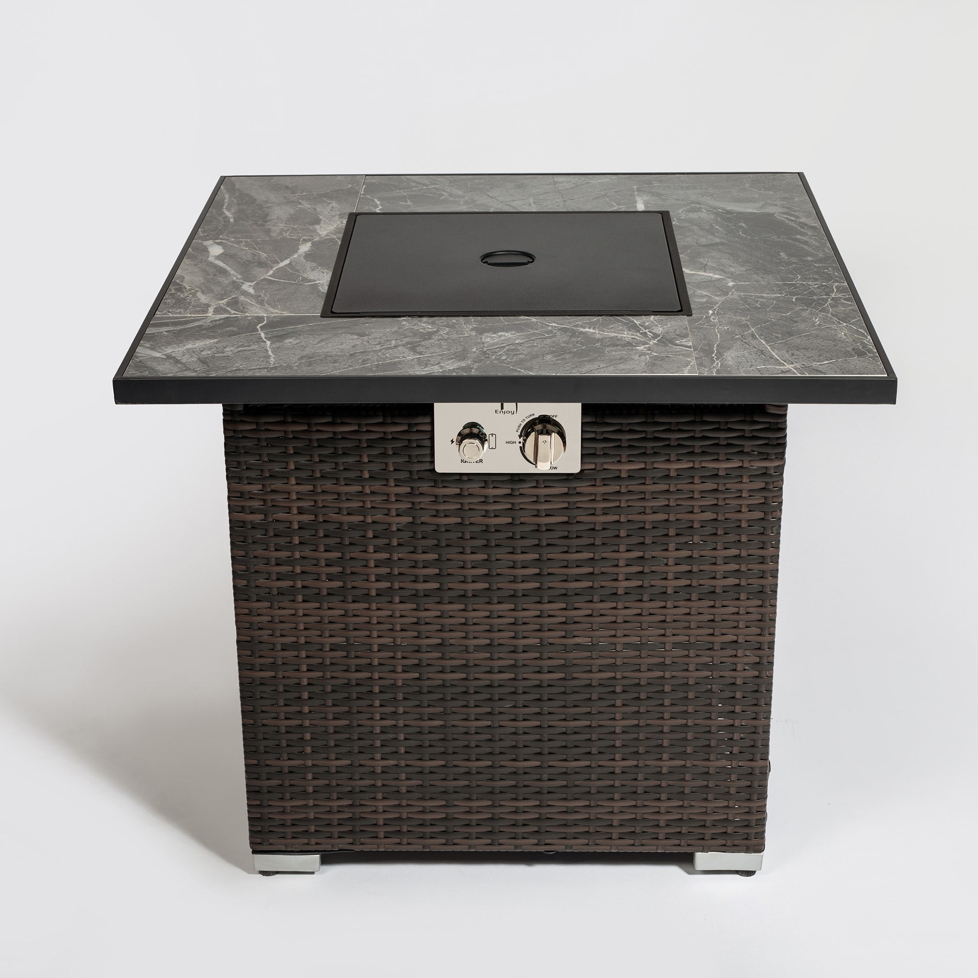 Clihome LHC-N01-0-FFS003 Fire Pit Table 29.92-Inches W Espresso Steel Square Tabletop Liquid propane Fire table