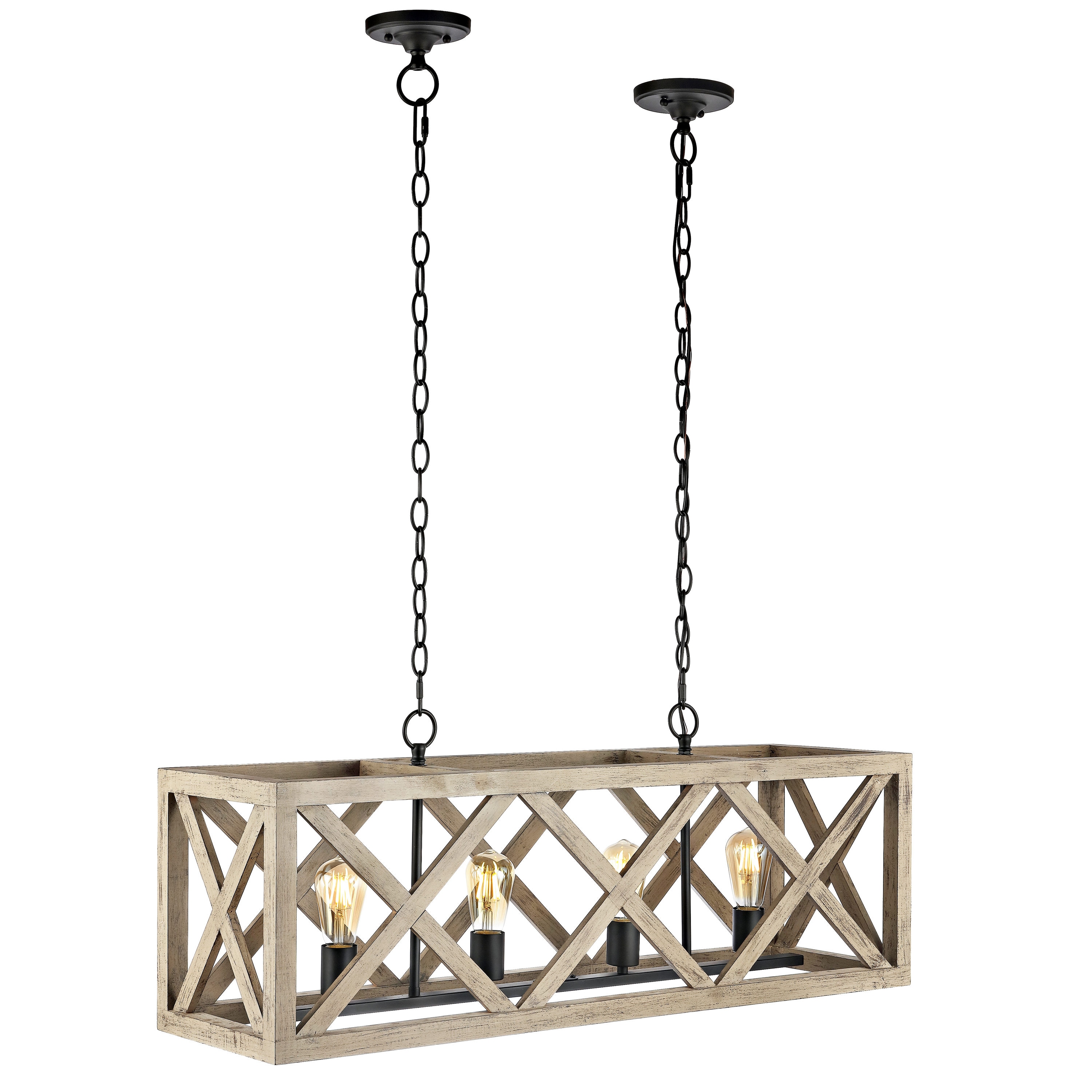 Black and Wood LED Farmhouse Pendant Light