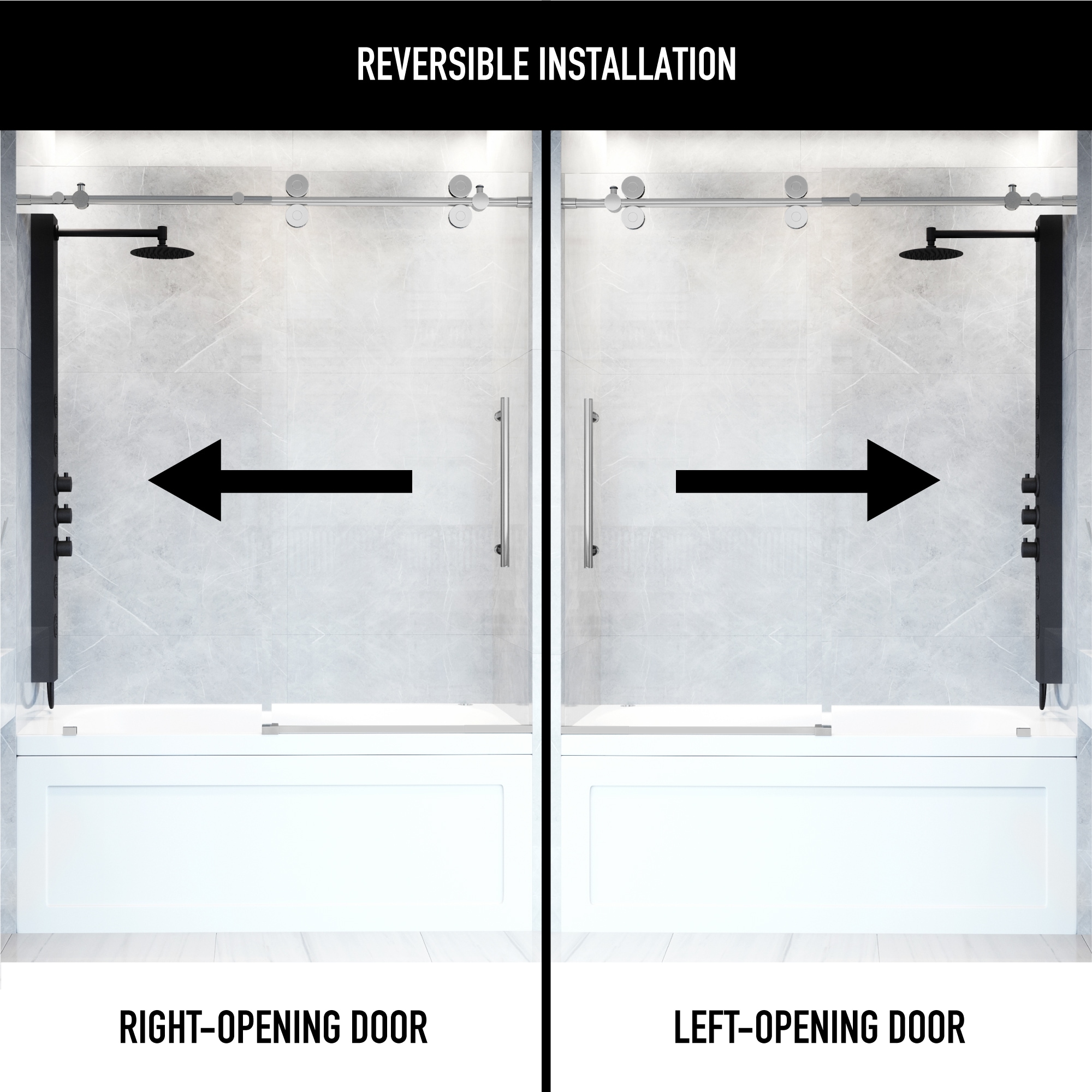 Elan Chrome 60" Frameless Sliding Tub Door with Laminated Glass