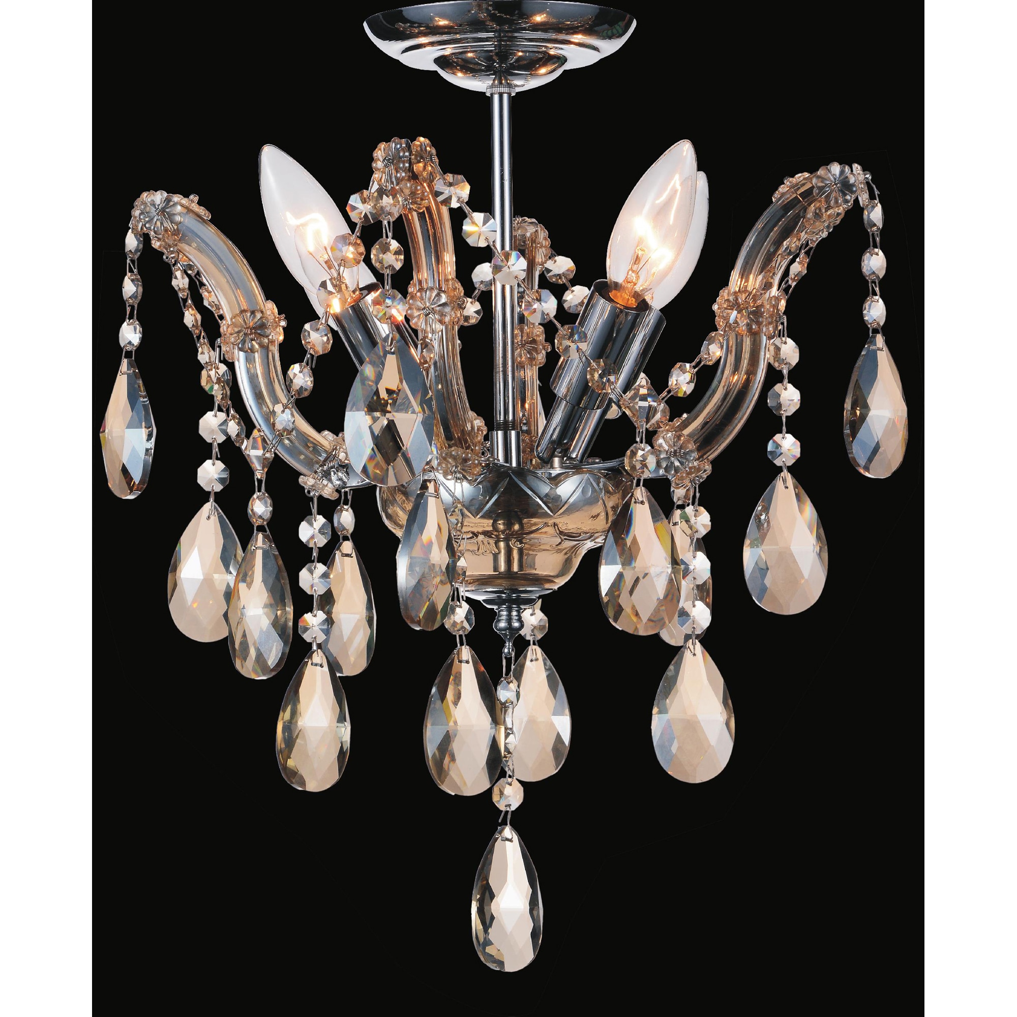 CWI Lighting 8418C14C-4(COGNAC) Payton 4-Light 14-in Chrome Flush Mount Light