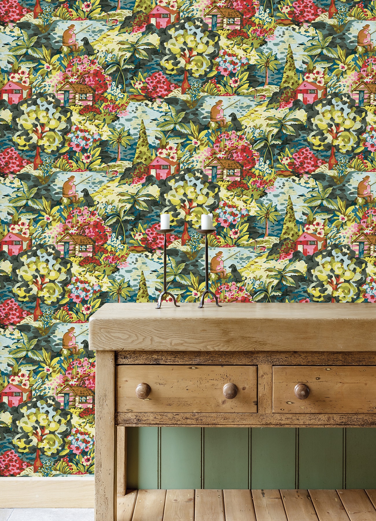 Multicolor Scenic Cabin-Core Peel & Stick Wallpaper Roll