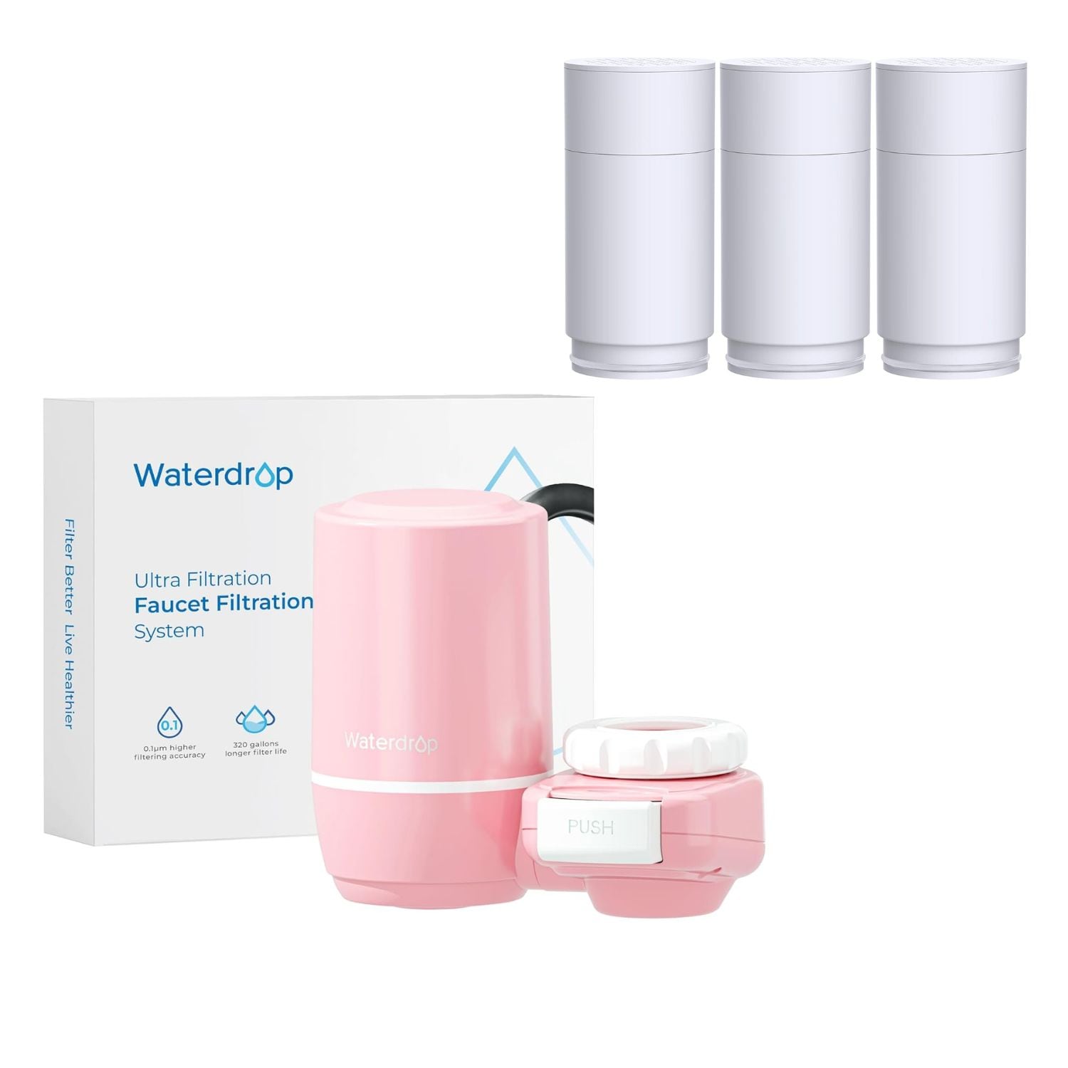 Waterdrop B-WD-FC-02-PSET Sink Filter Water Faucet for Skin Care Carbon block Pink Faucet mount filter