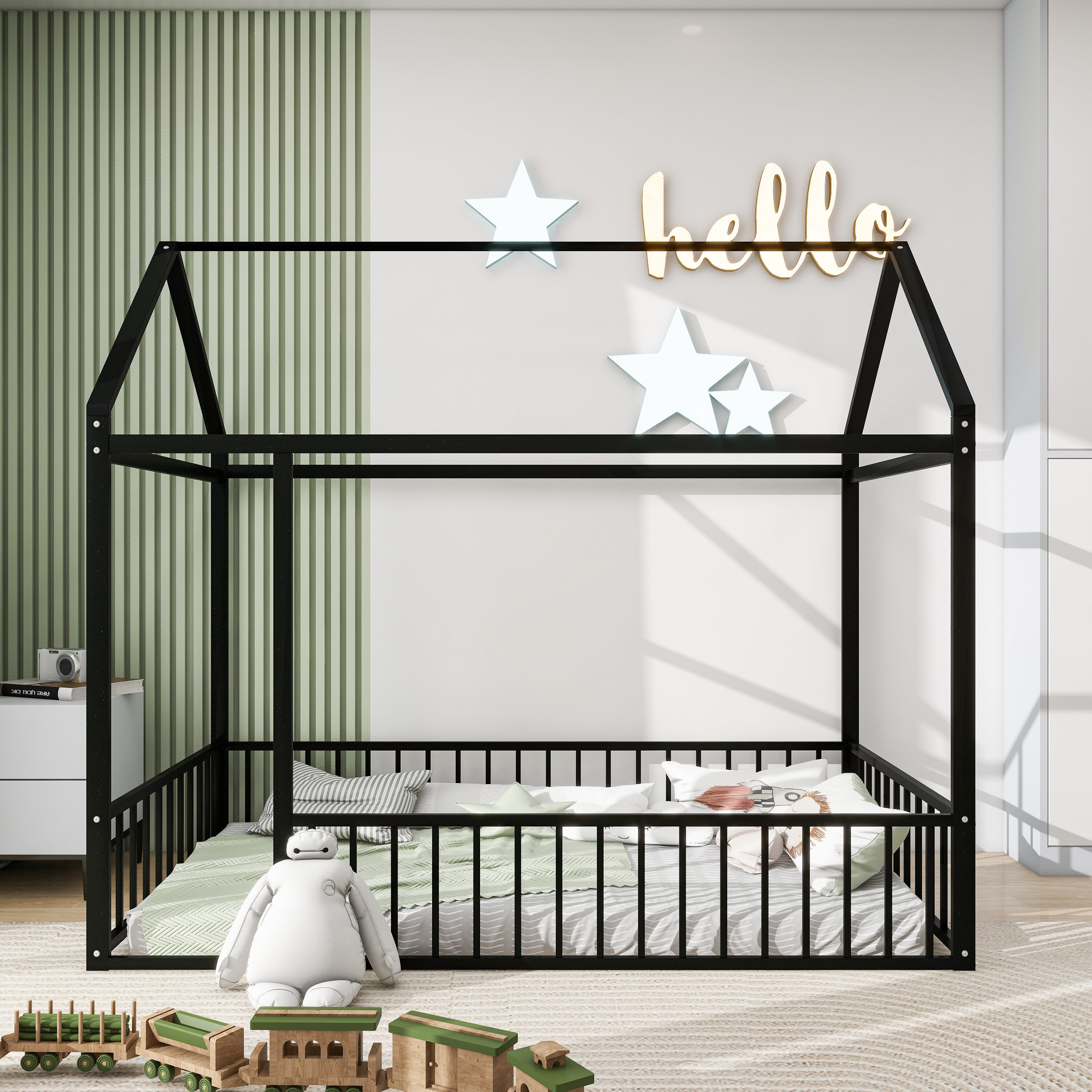 ModernLuxe L-MF304315AAB Black Twin Metal Bed frame Bed