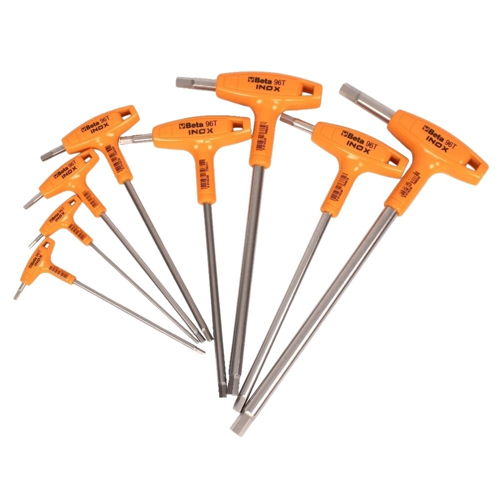 Beta 000961954 INOX Stainless Steel Assorted T-Handle Metric 8 -Pieces Hex key set