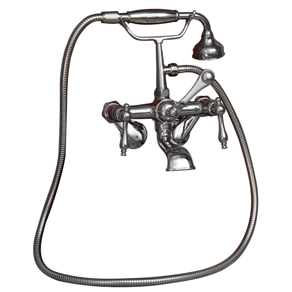 Barclay 4604-ML-CP Polished chrome 3-handle Wall-mount Low-arc Bathtub Faucet with Hand Shower ( Valve Included )