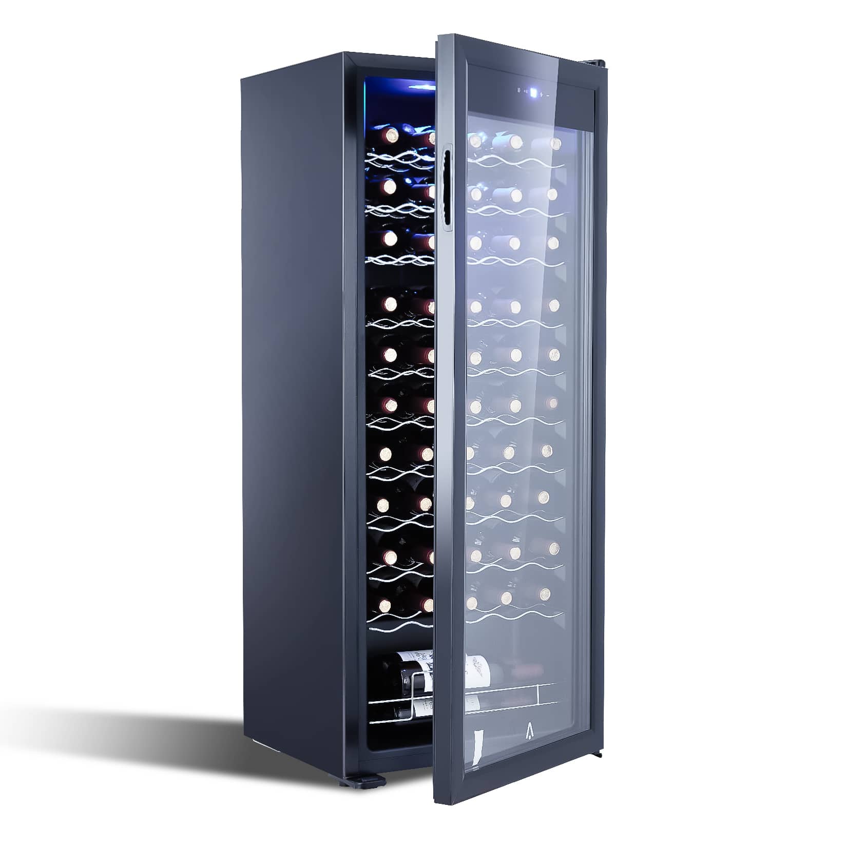 Qeetex LSHQQPHO-134NF4DG 17-in W 55 can capacity Stainless steel + glass built-in/freestanding indoor beverage refrigerator with glass door Single temperature single zone