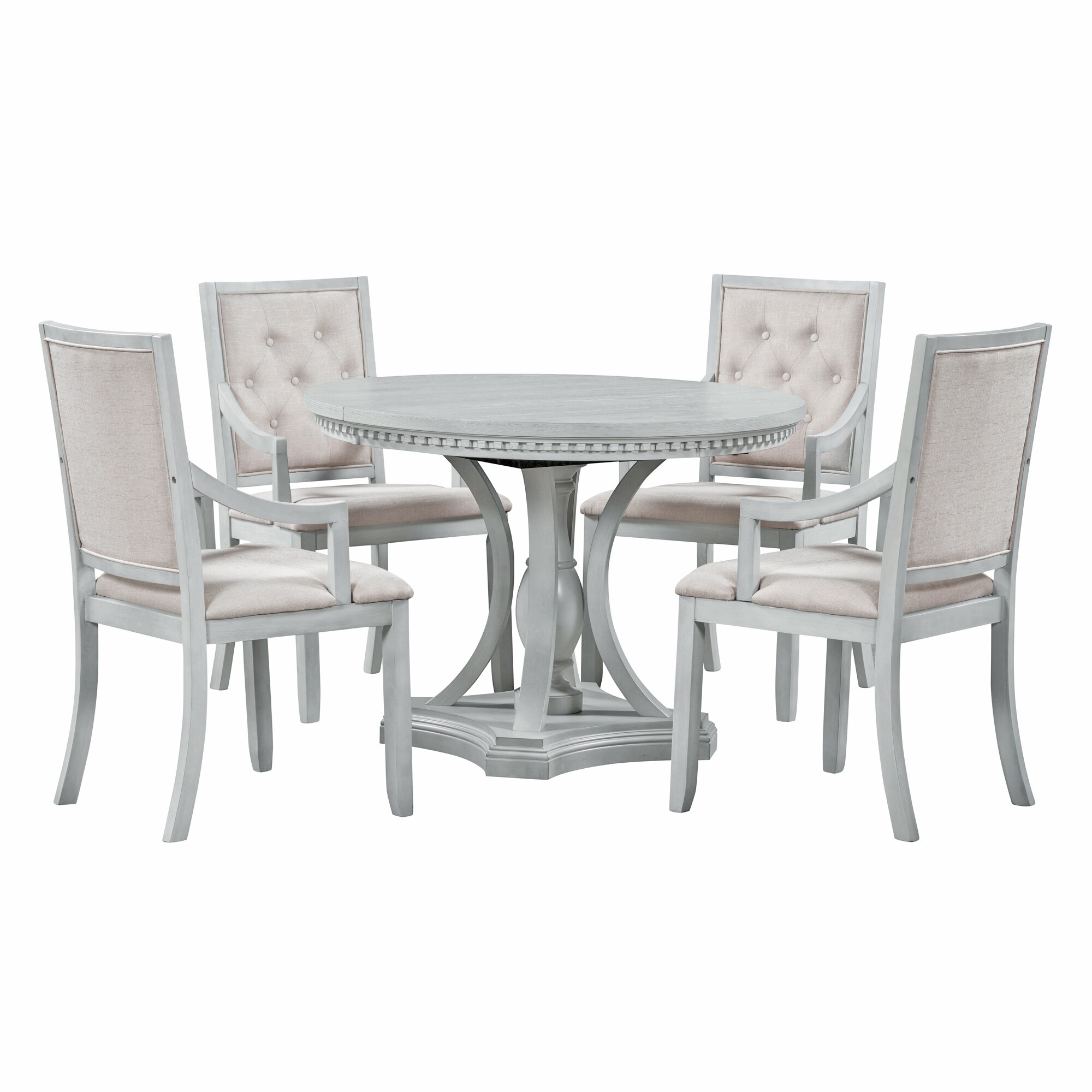 SINOFURN SYA330006GY Gray Rustic Dining Room Set with Round Table ( Seats 4 )