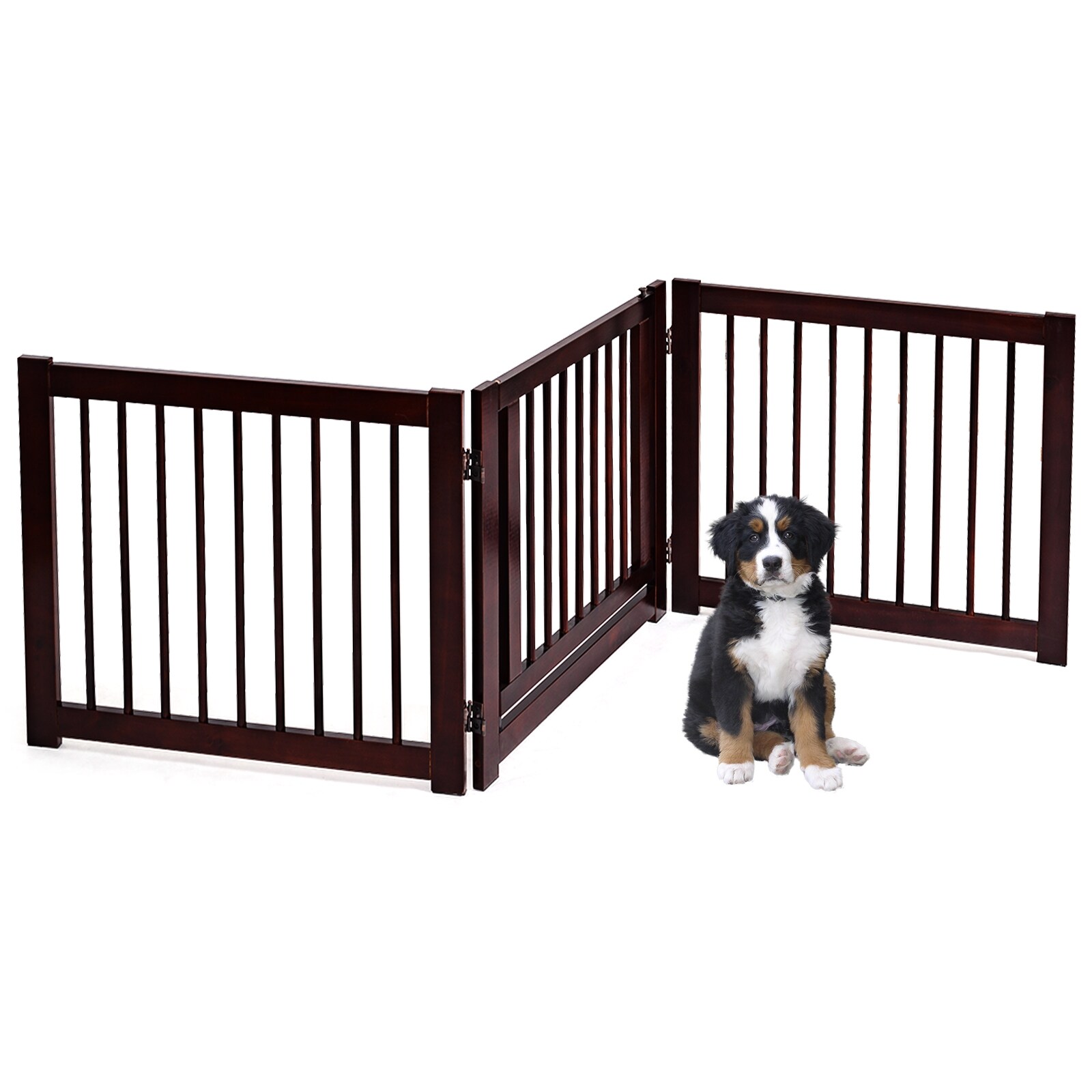 Forclover 24-in H Freestanding Red Wood Pet Gate at Lowes.com