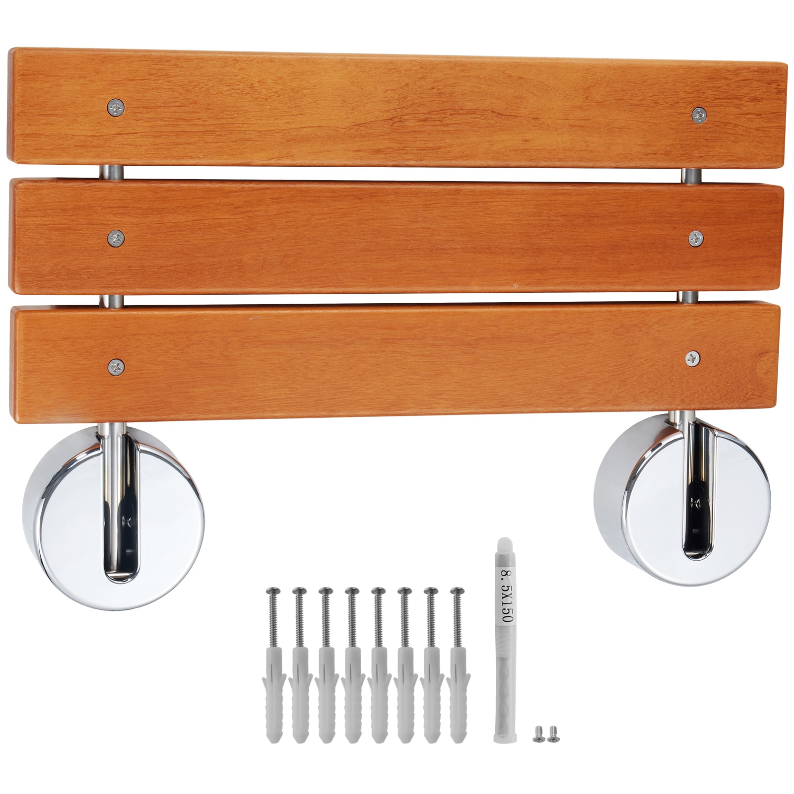 Mecale Folding Teak Shower Seat Wall Mounted 20.1 in Fold Up Shower Bench 440 lb Wood Natural