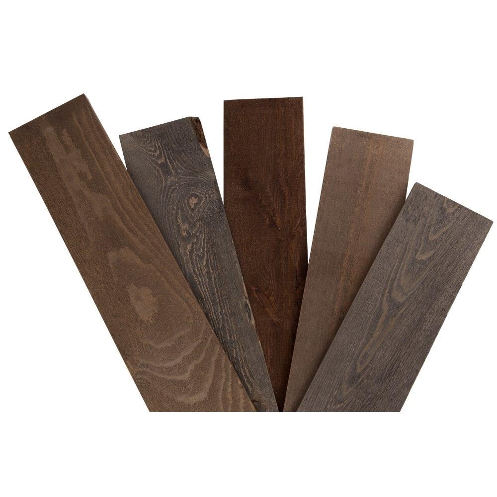Sparrow Peak DRBROWNGREY 5-3/8-in x 4-ft Painted Assorted Brown and Grey Pine Wall Plank ( 9-sq ft )