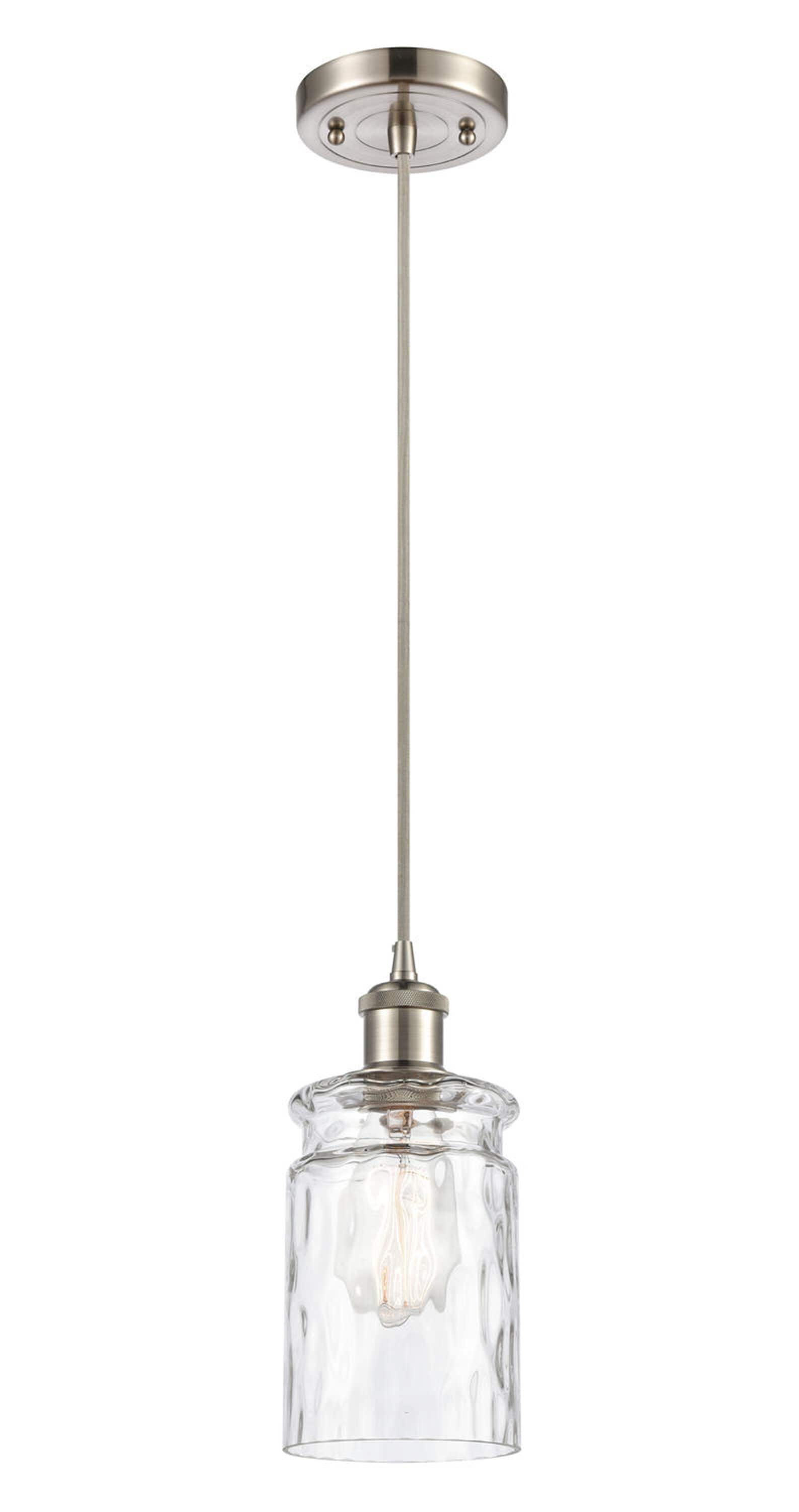 Innovations Lighting 516-1P-SN-G352 Candor Brushed Satin Nickel Modern/contemporary Clear glass Cylinder Mini Hanging Pendant light